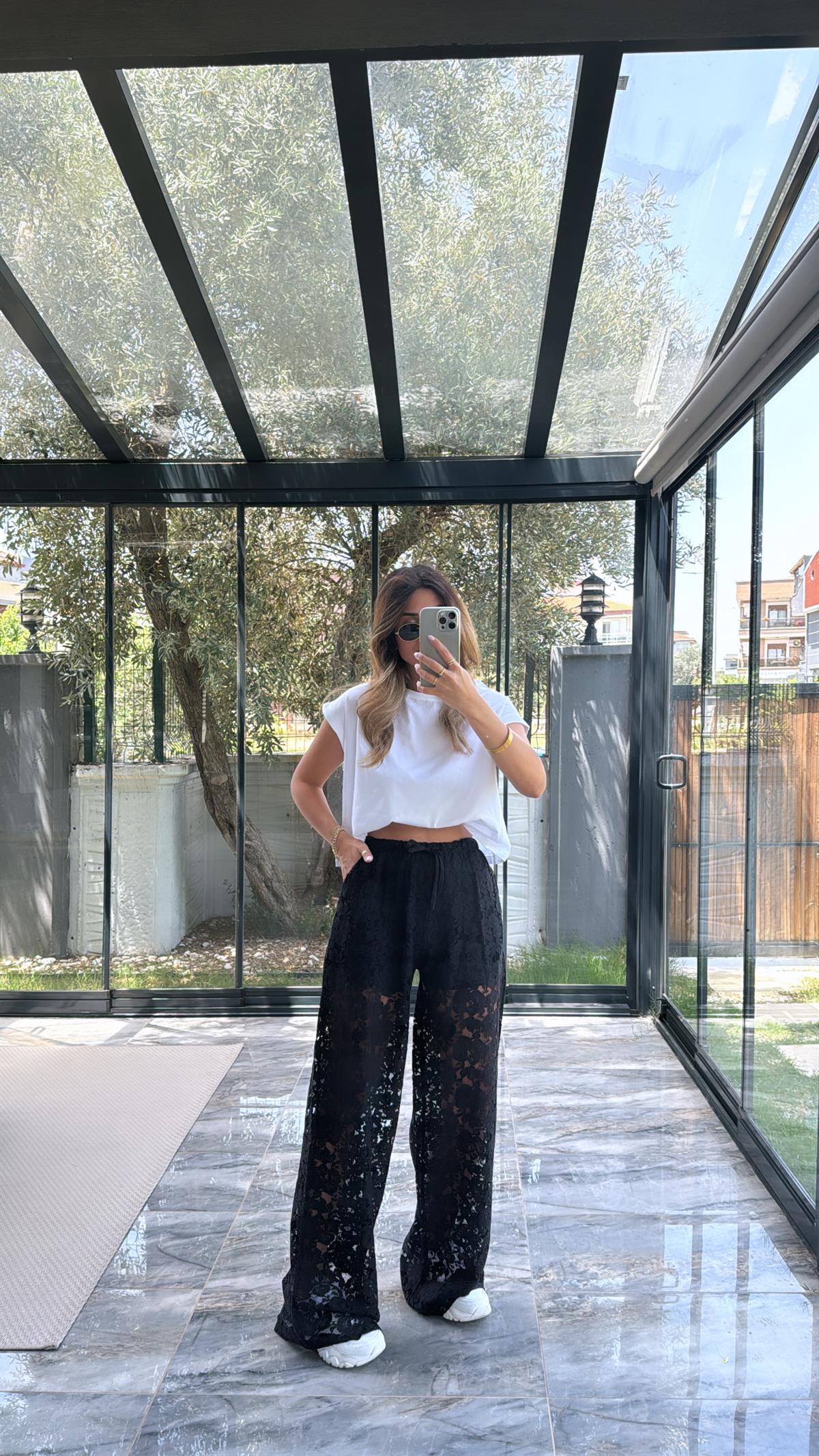 Siyah Dantel Pantolon