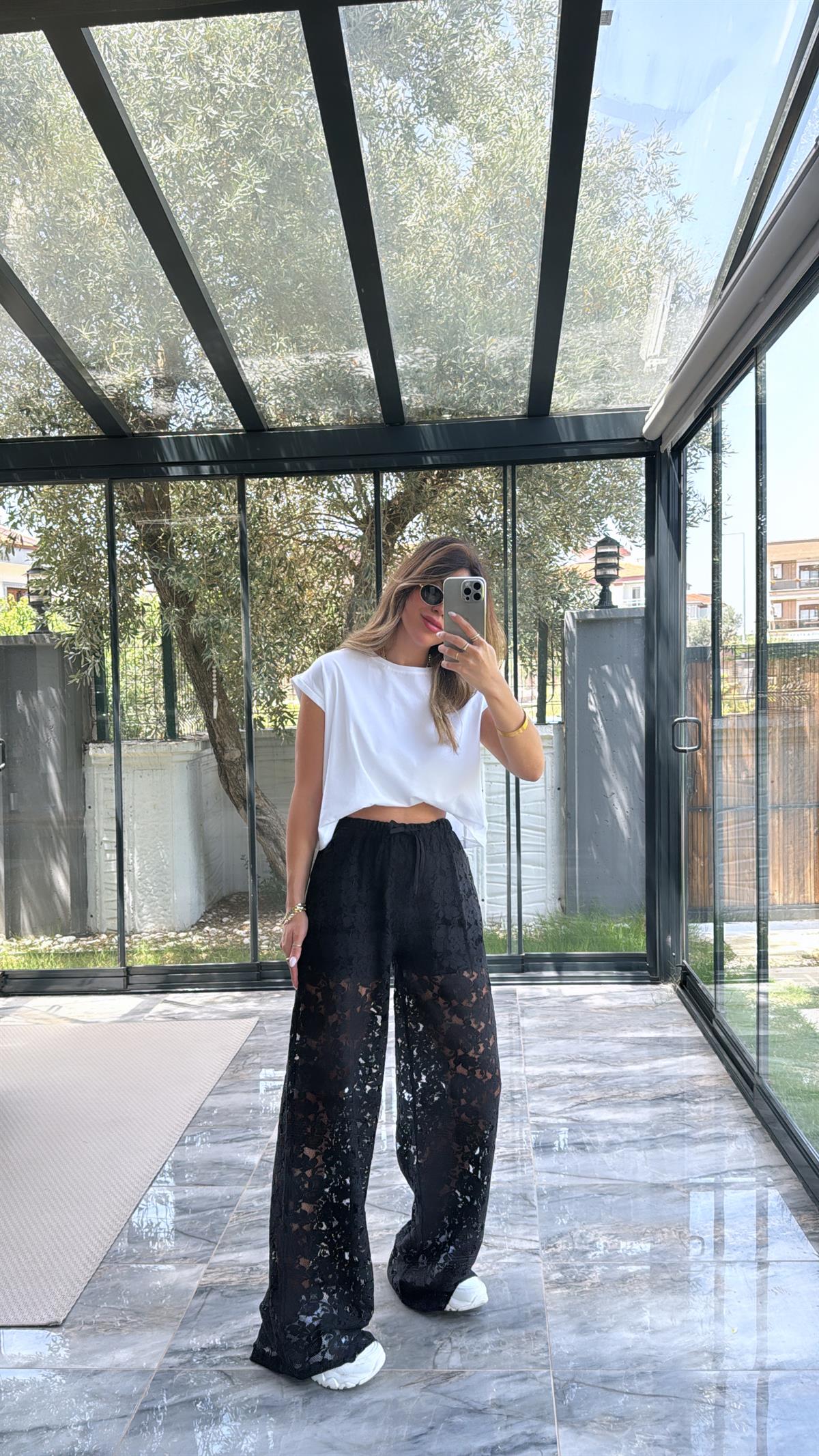 Siyah Dantel Pantolon