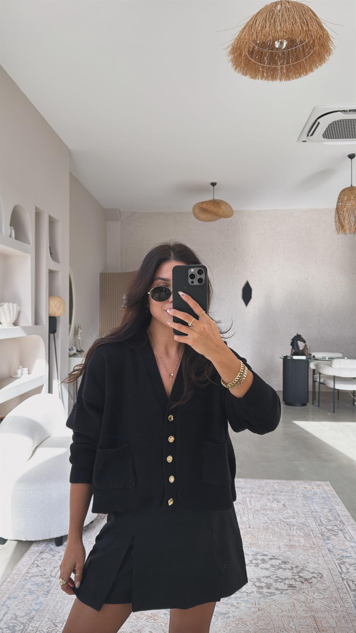 Siyah Dlv Cepli Triko Hırka