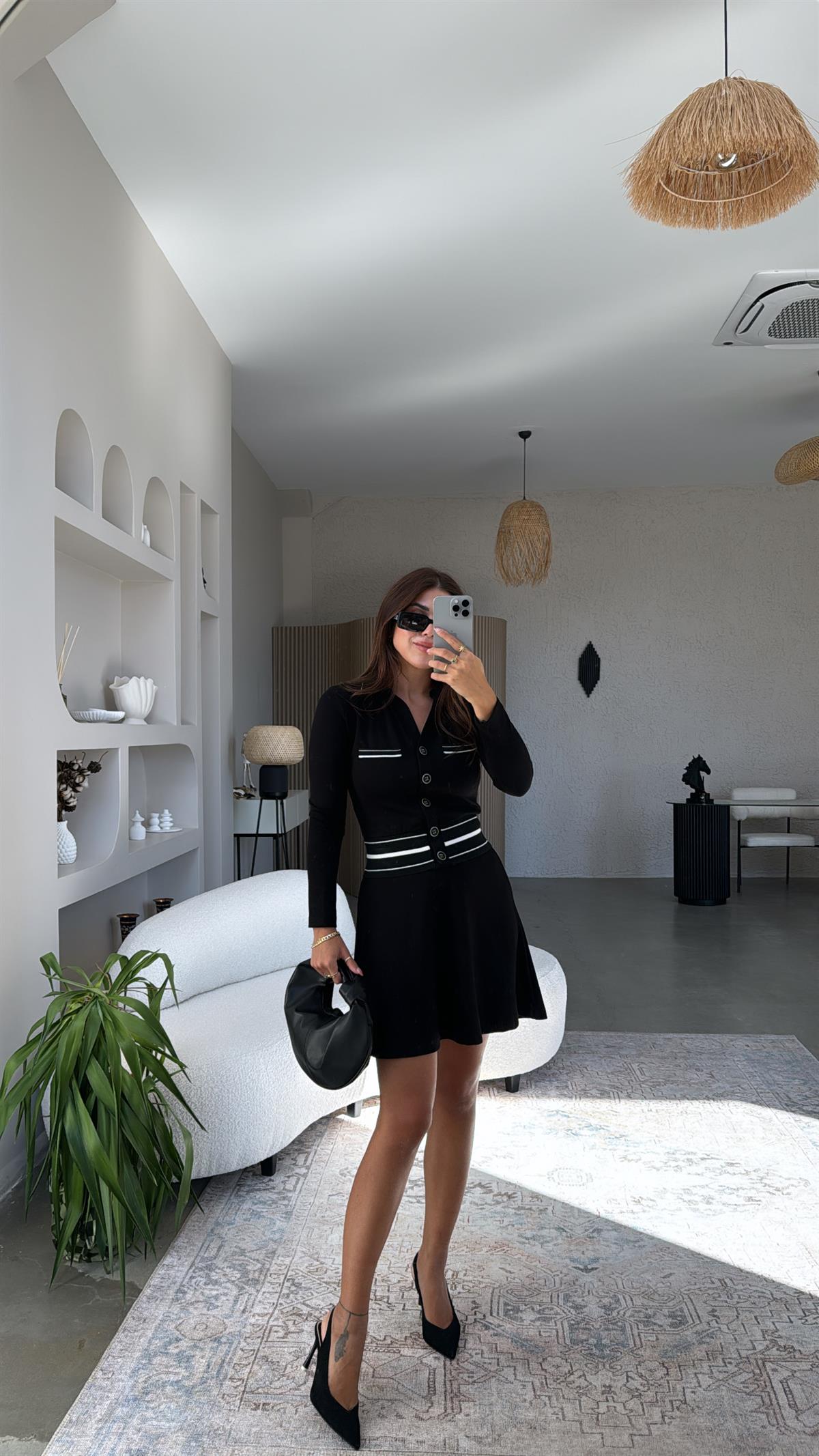 Siyah Etek Ceket Modal Takım