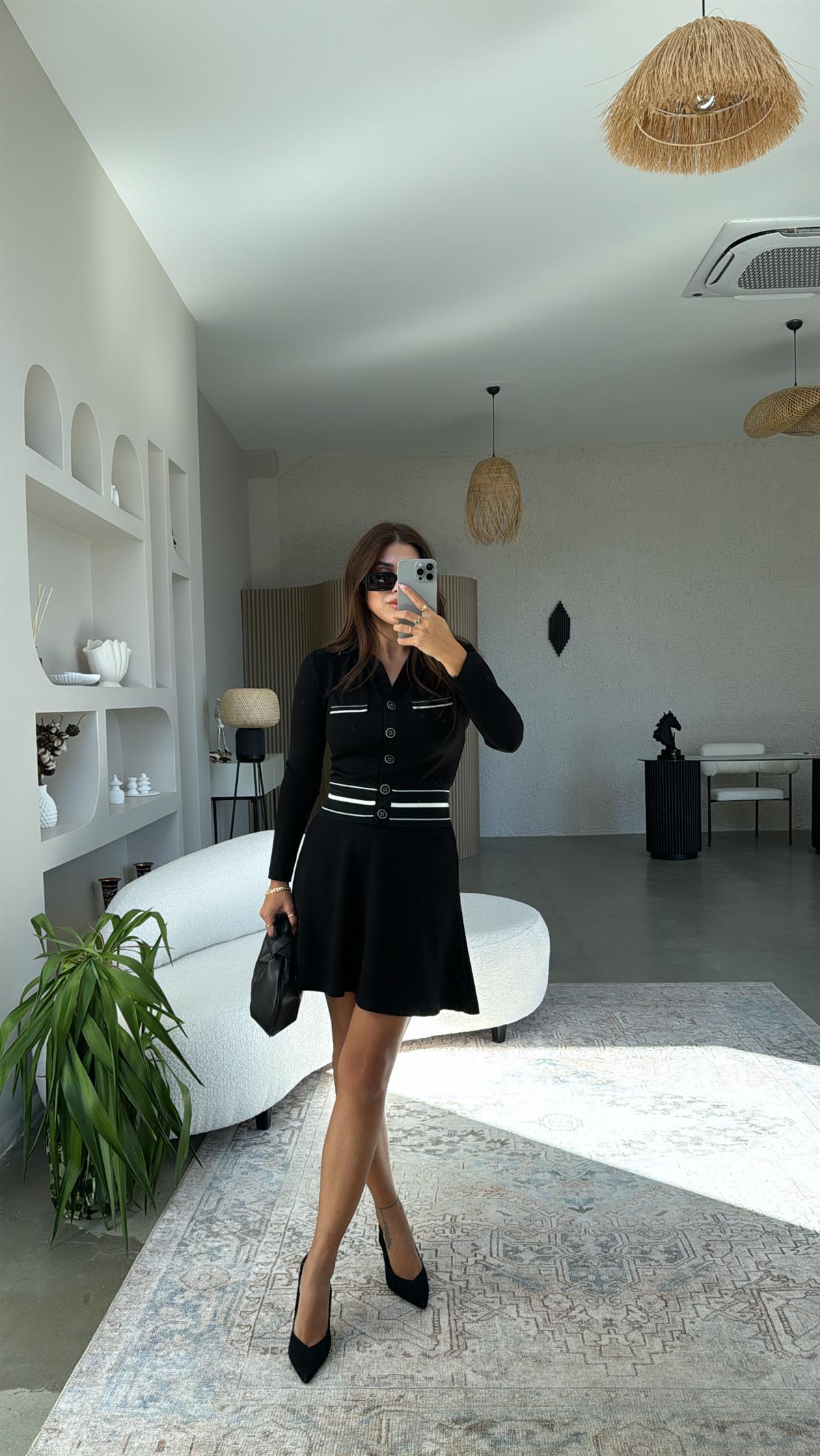 Siyah Etek Ceket Modal Takım