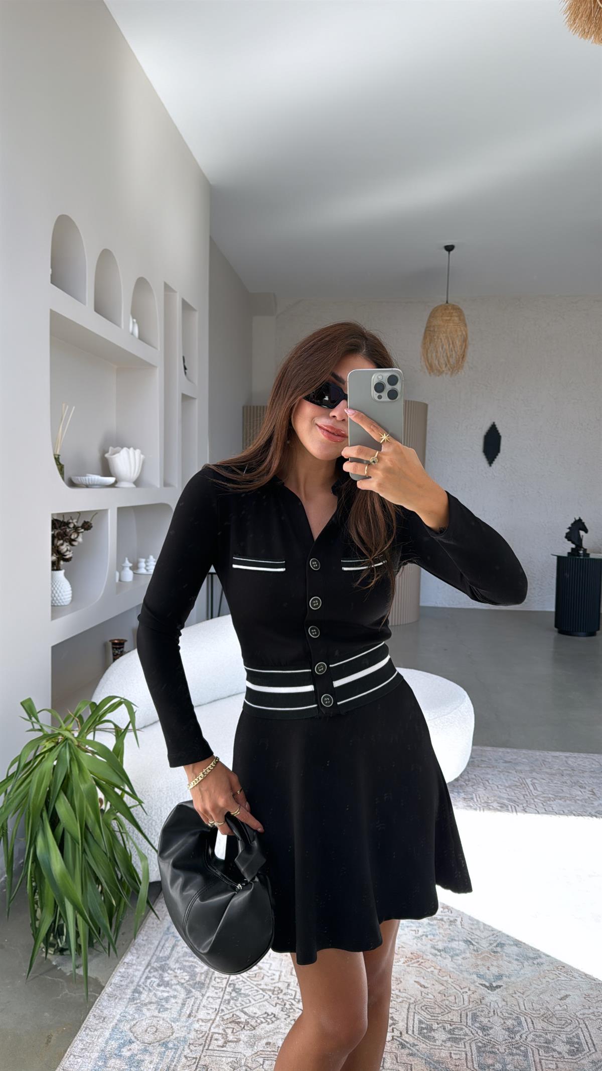 Siyah Etek Ceket Modal Takım