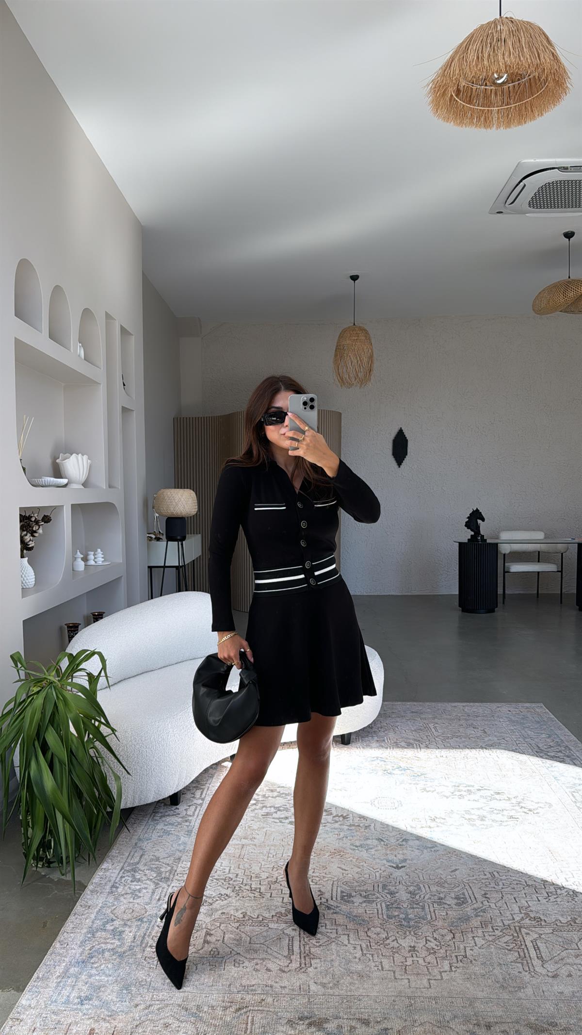 Siyah Etek Ceket Modal Takım