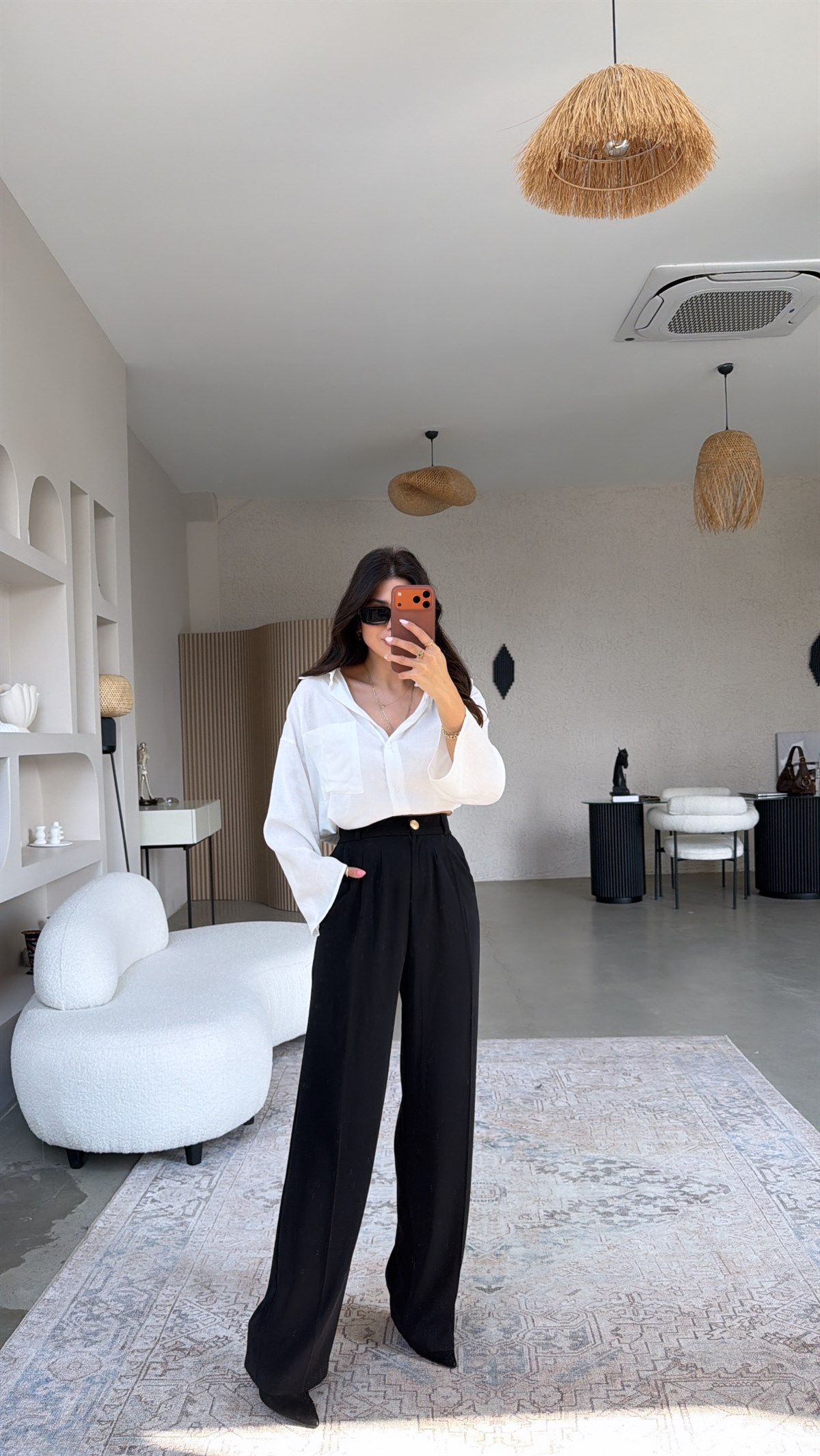 Siyah Gold Düğmeli Premium Pantolon