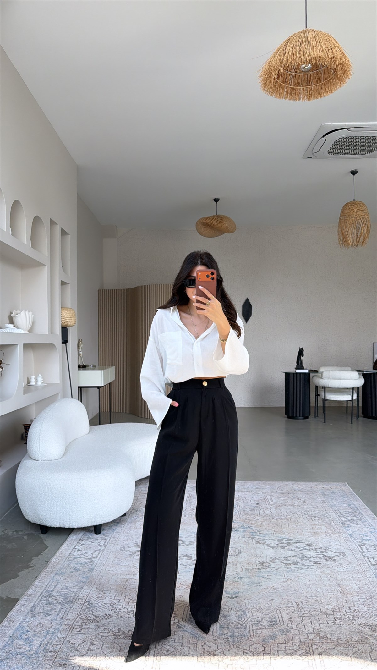 Siyah Gold Düğmeli Premium Pantolon