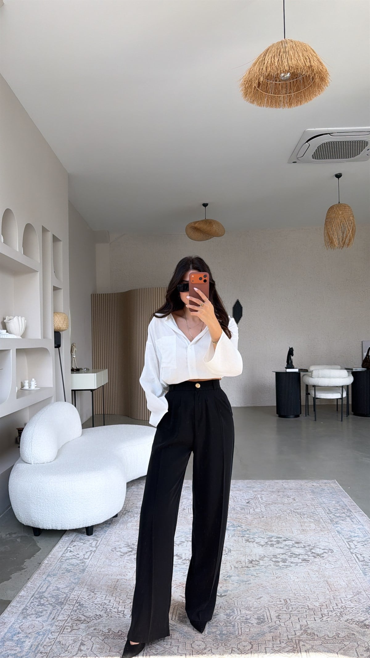 Siyah Gold Düğmeli Premium Pantolon