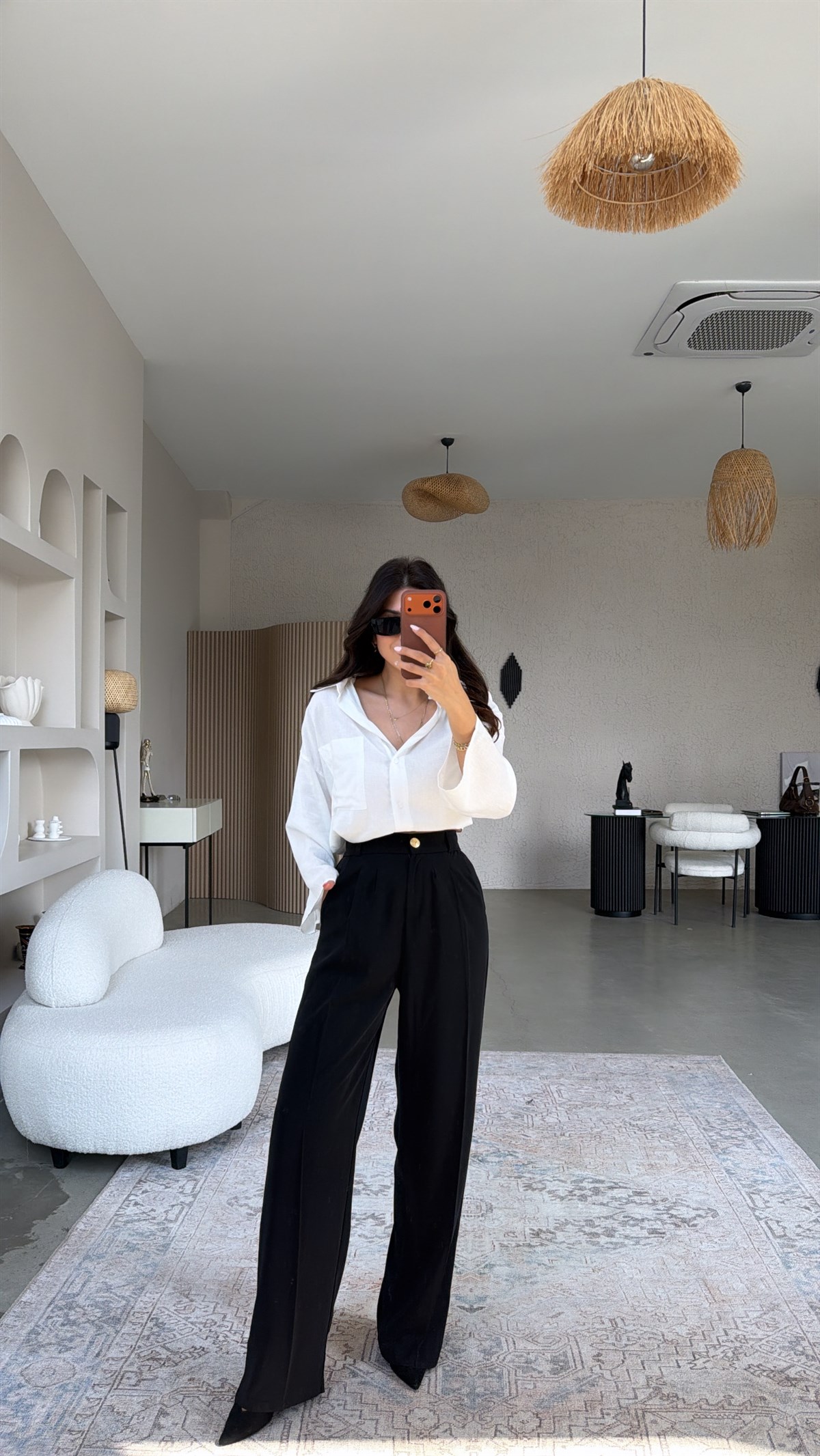 Siyah Gold Düğmeli Premium Pantolon