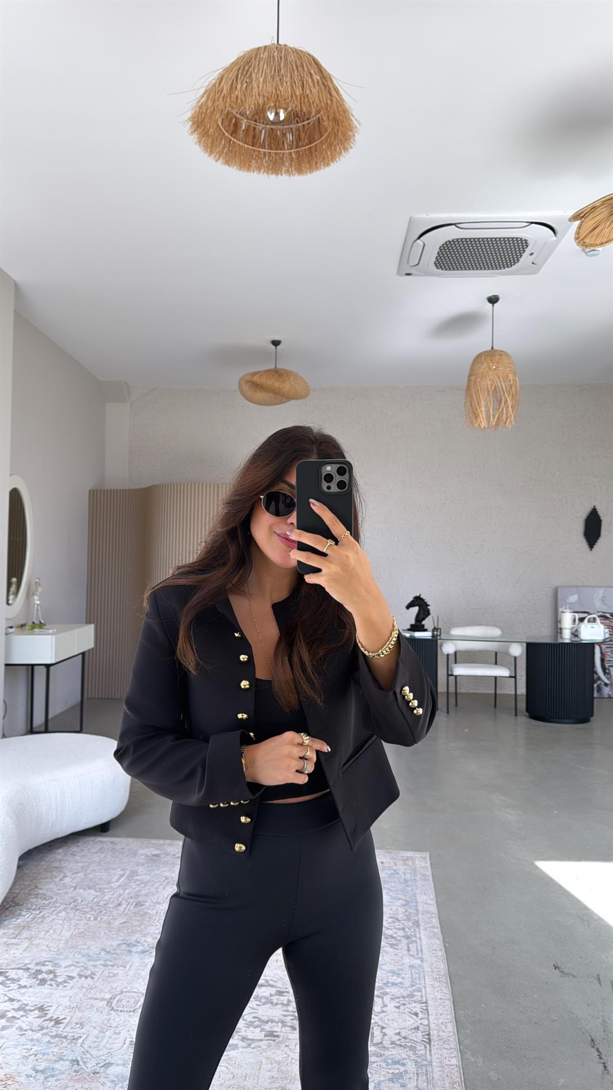 Siyah Gold Düğmeli ZR Model Premium Ceket