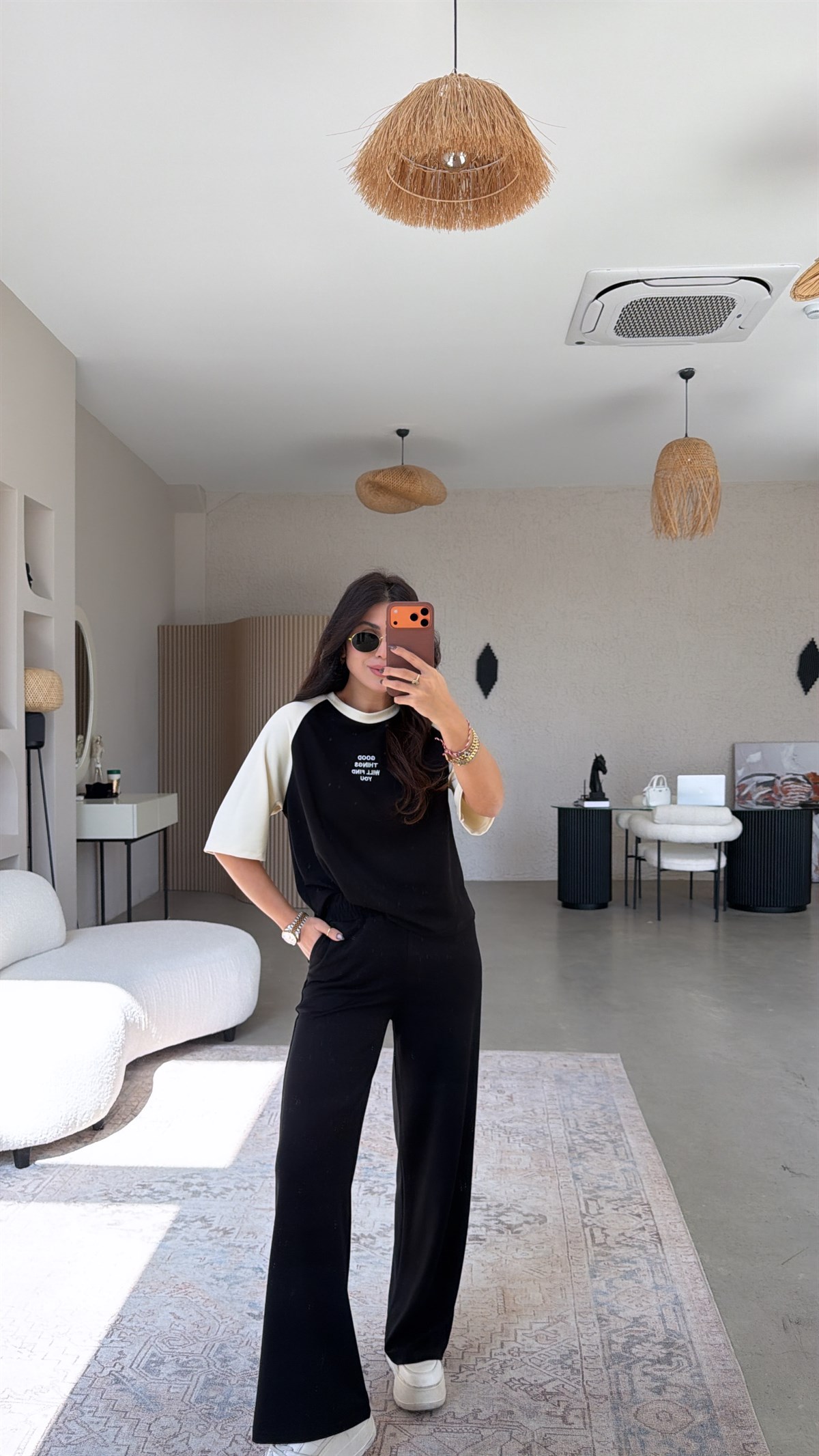 Siyah Good Things Find You Modal Takım