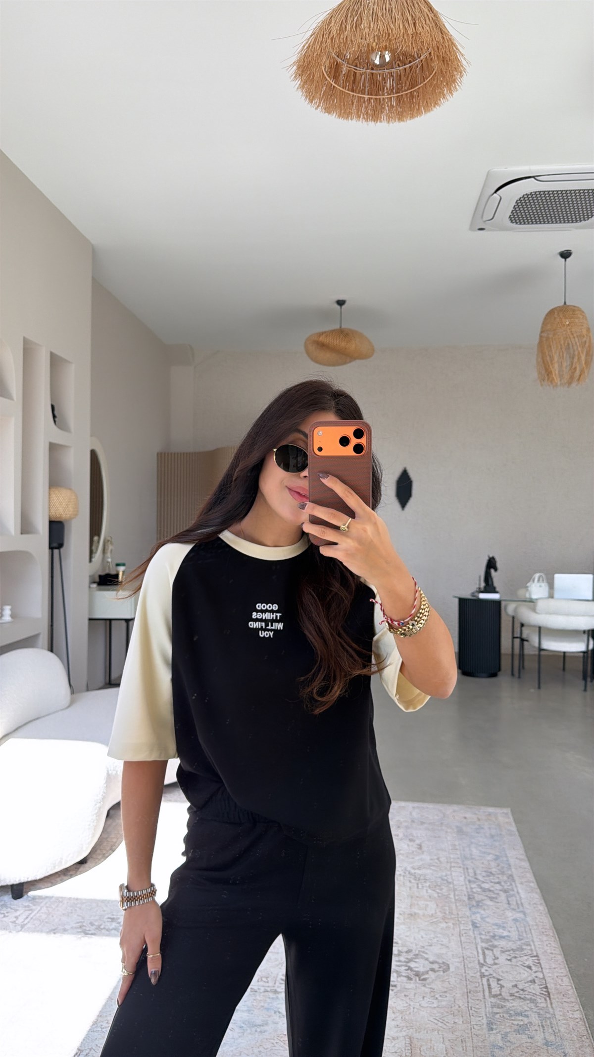 Siyah Good Things Find You Modal Takım