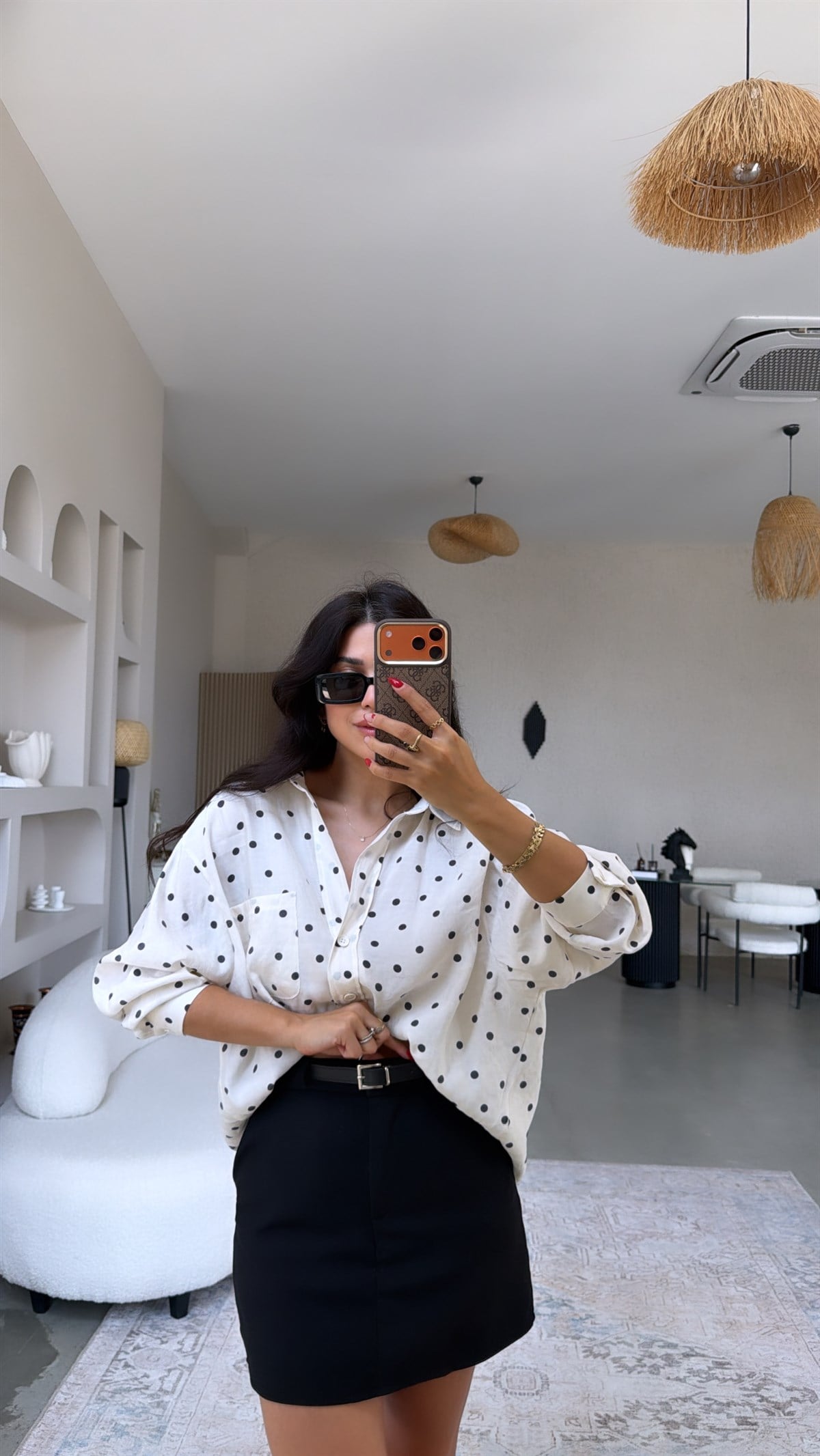 Siyah İçi Şort Kemerli Premium Mini Etek