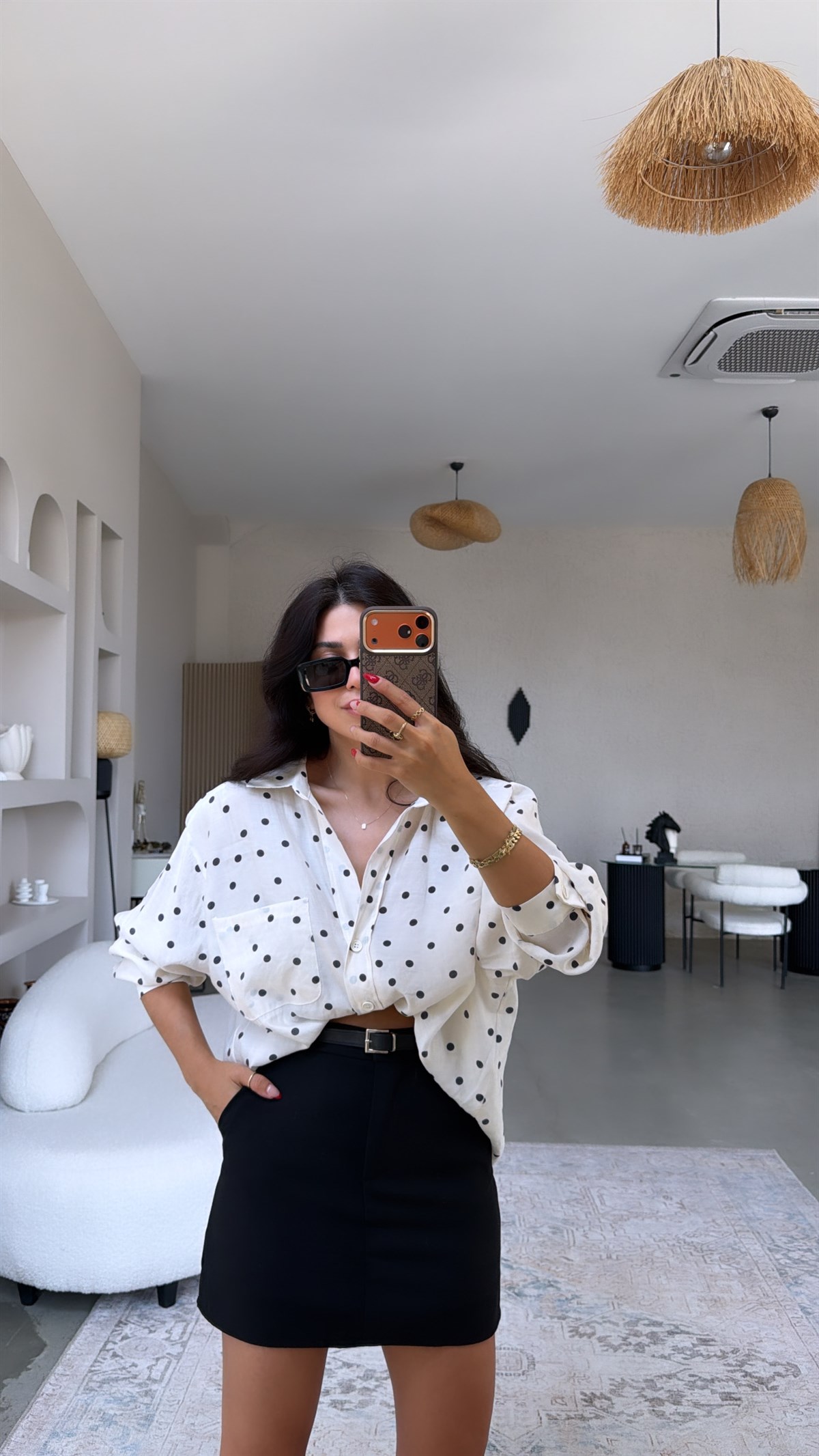 Siyah İçi Şort Kemerli Premium Mini Etek