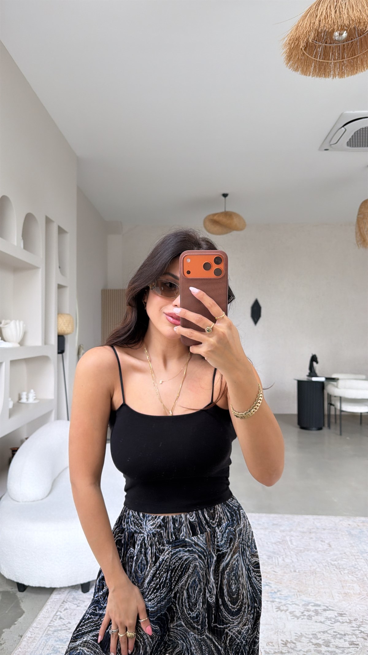 Siyah İp Askılı Pamuk Globlu Atlet