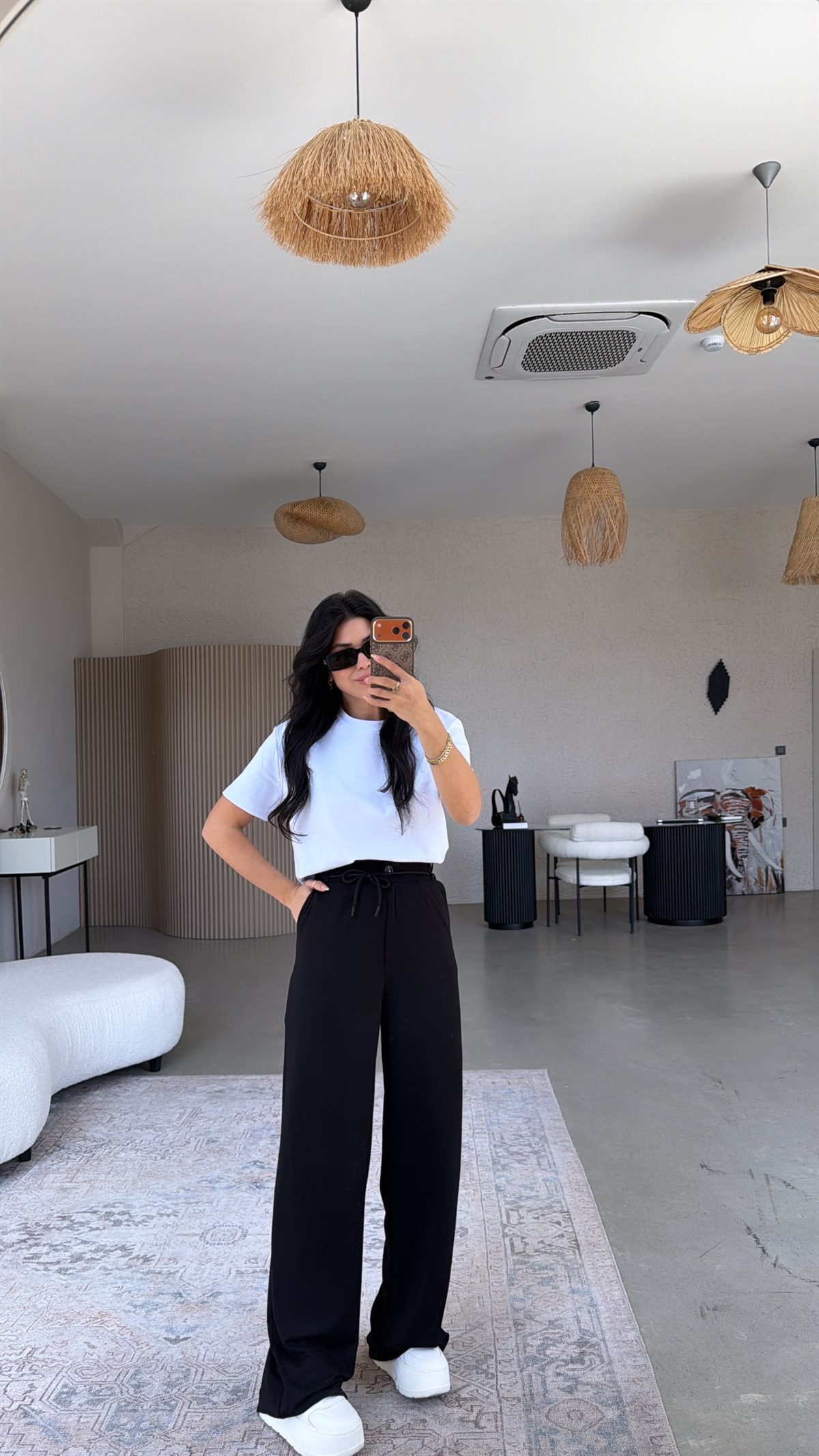 Siyah İpli Modal Pantolon