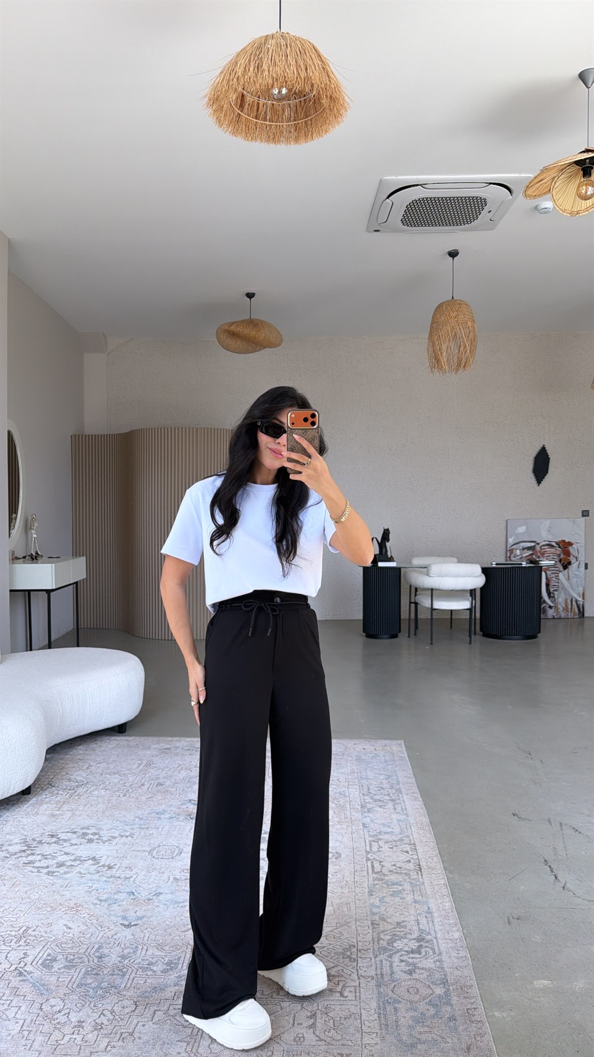 Siyah İpli Modal Pantolon