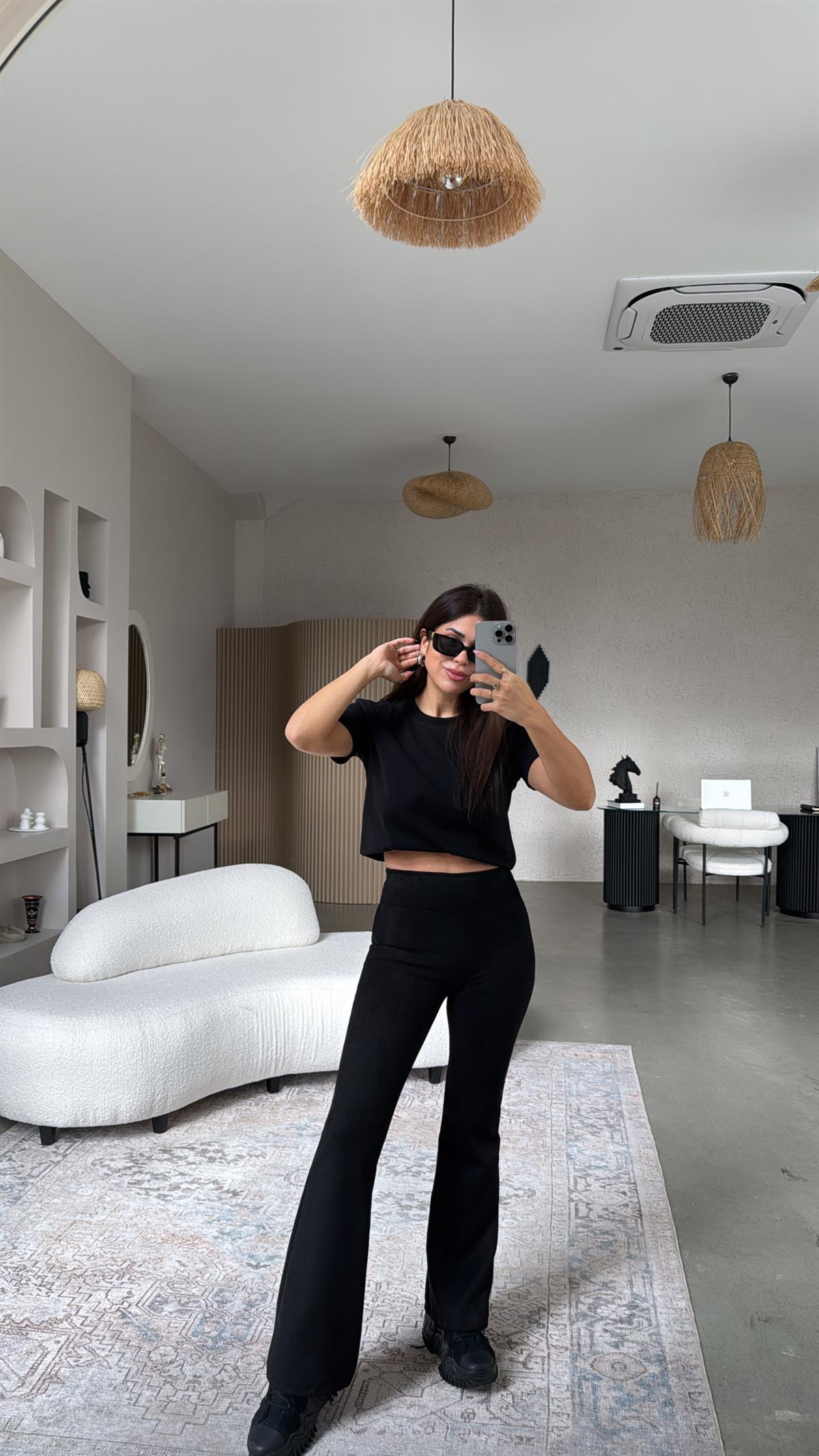 Siyah İspanyol Nubuk Tayt