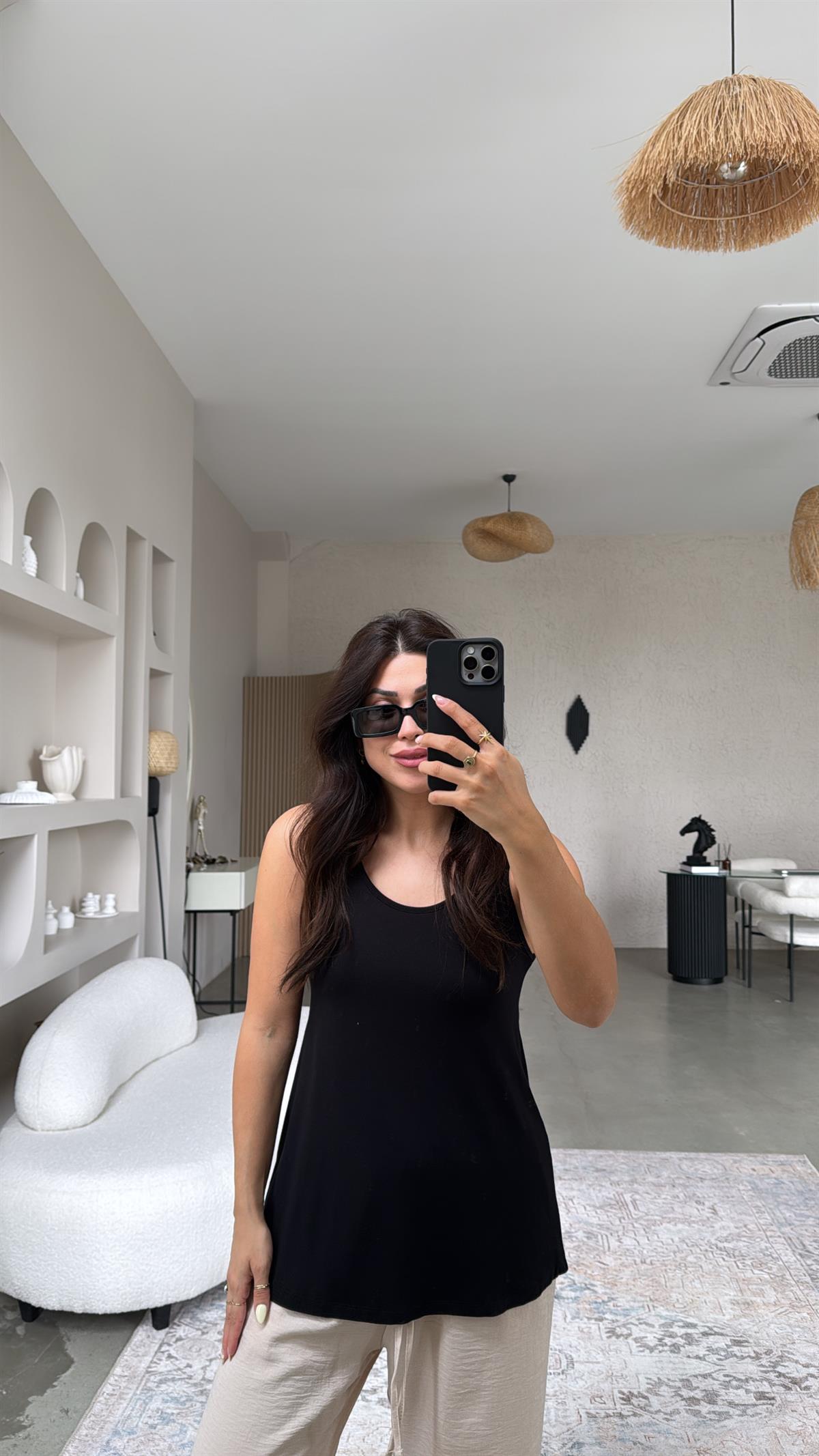 Siyah Kalın Askı Salaş Atlet