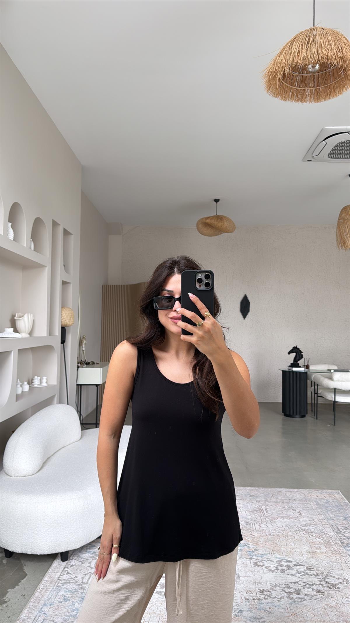 Siyah Kalın Askı Salaş Atlet