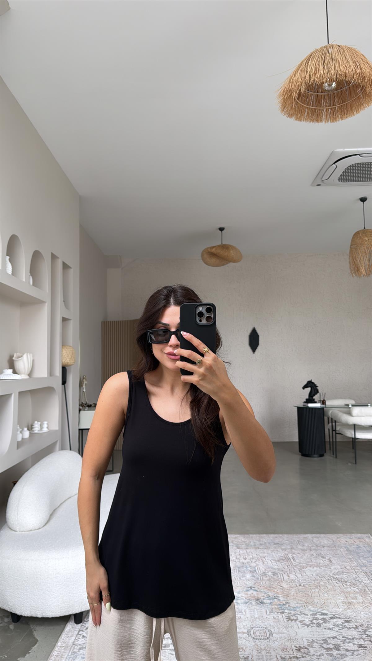 Siyah Kalın Askı Salaş Atlet