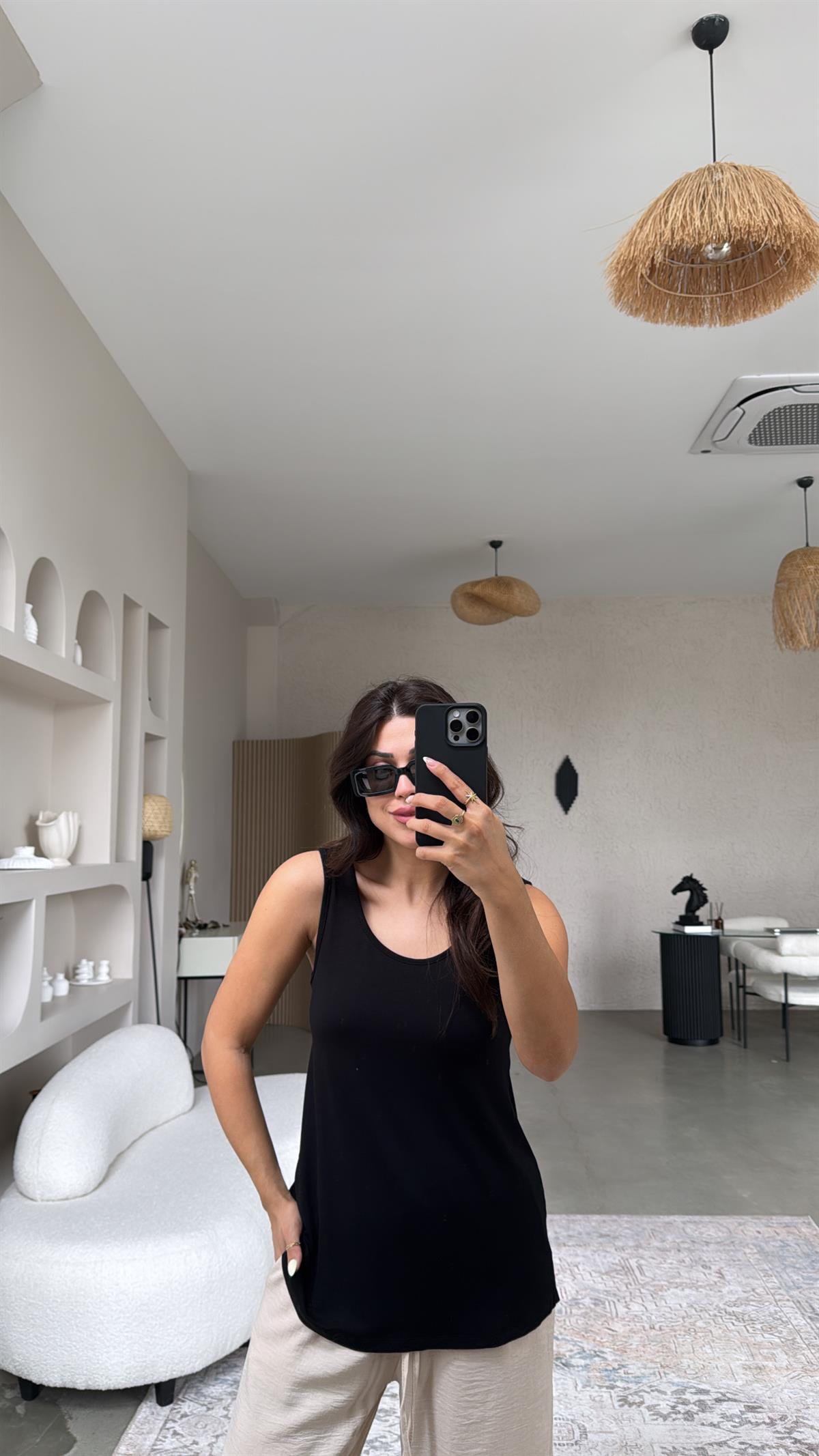 Siyah Kalın Askı Salaş Atlet