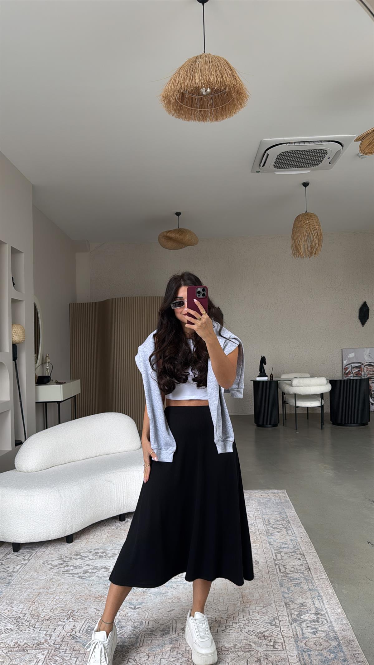 Siyah Kaşkorse Etek