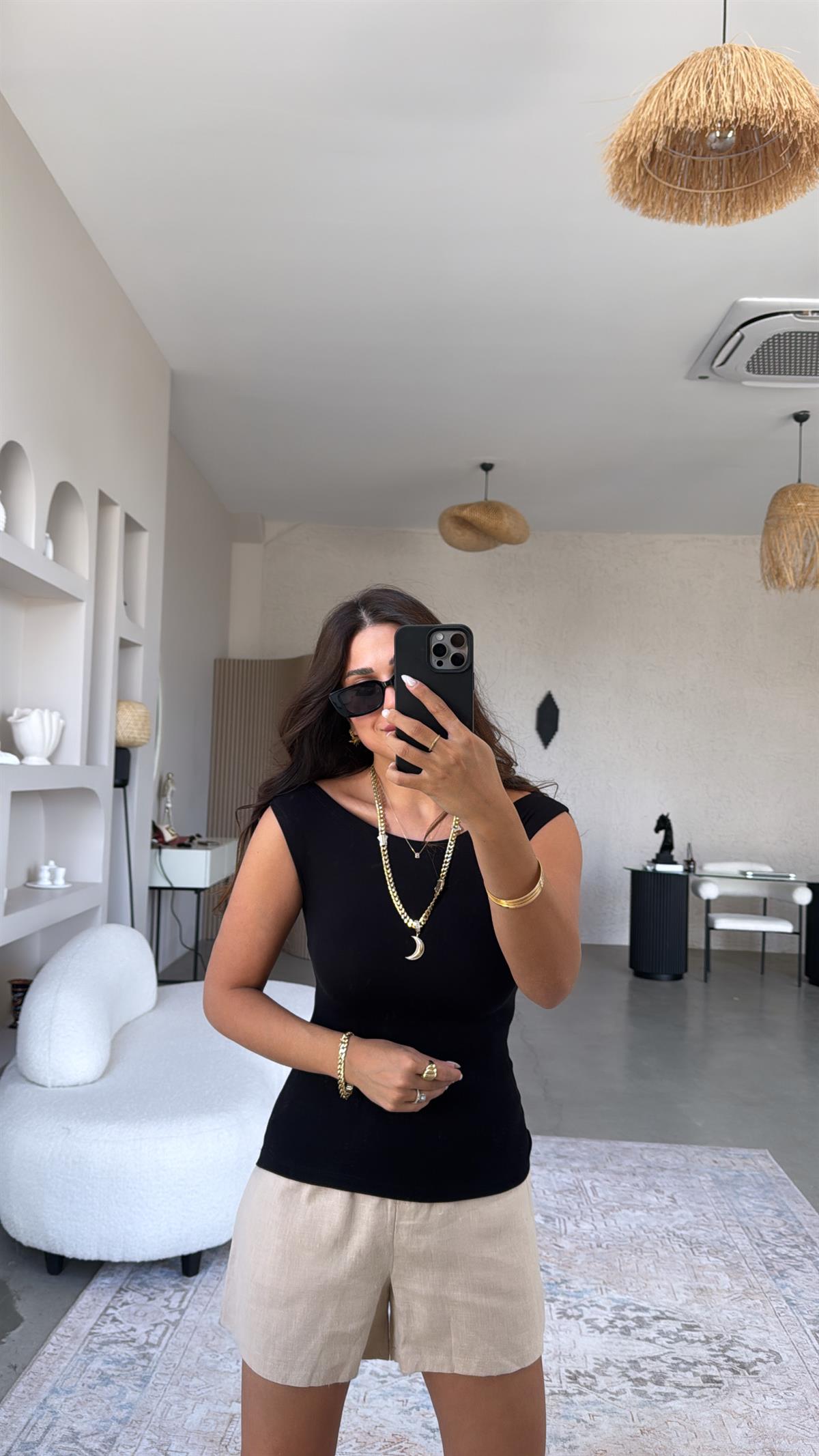 Siyah Kayık Yaka Oys Body