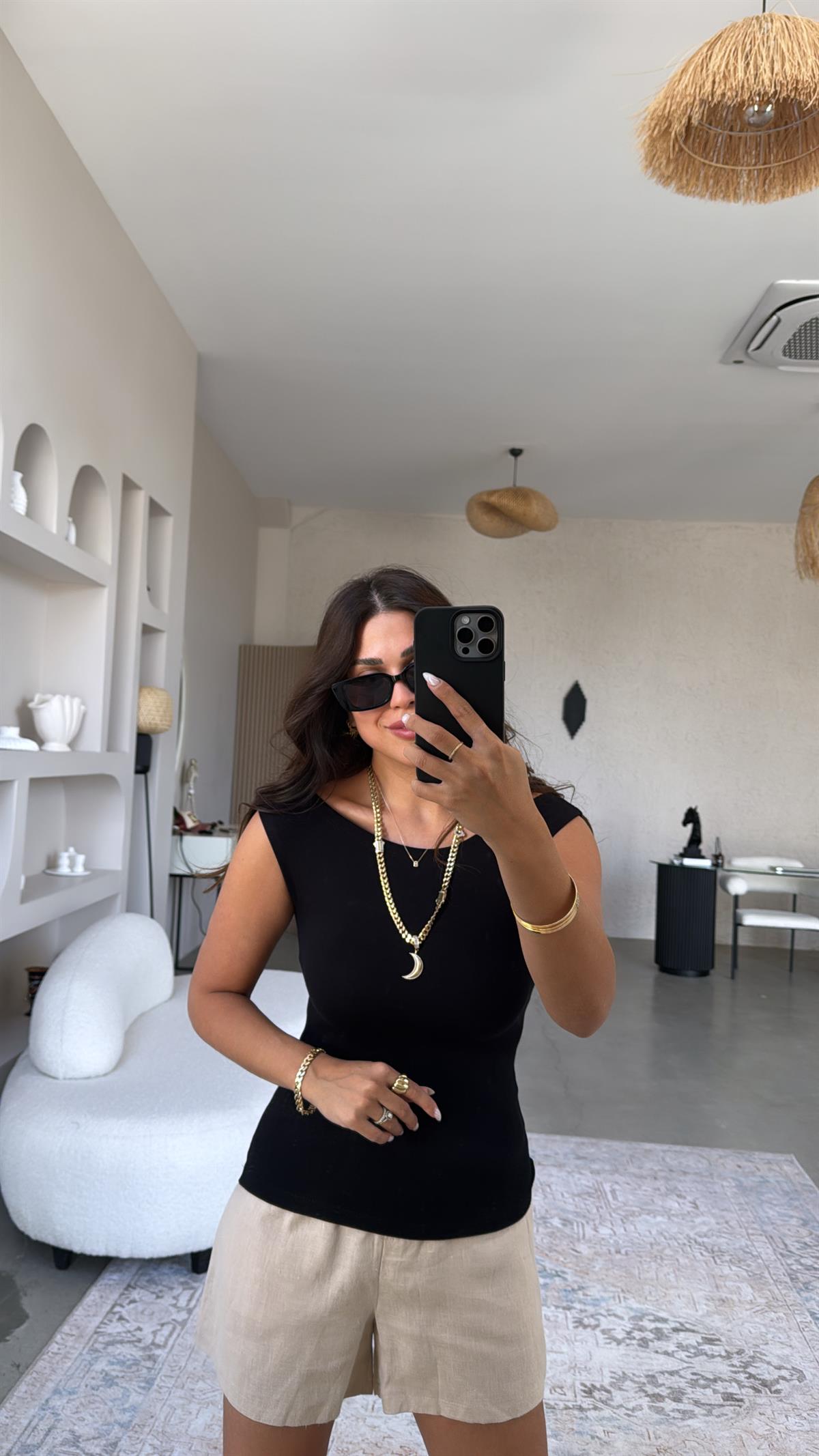 Siyah Kayık Yaka Oys Body