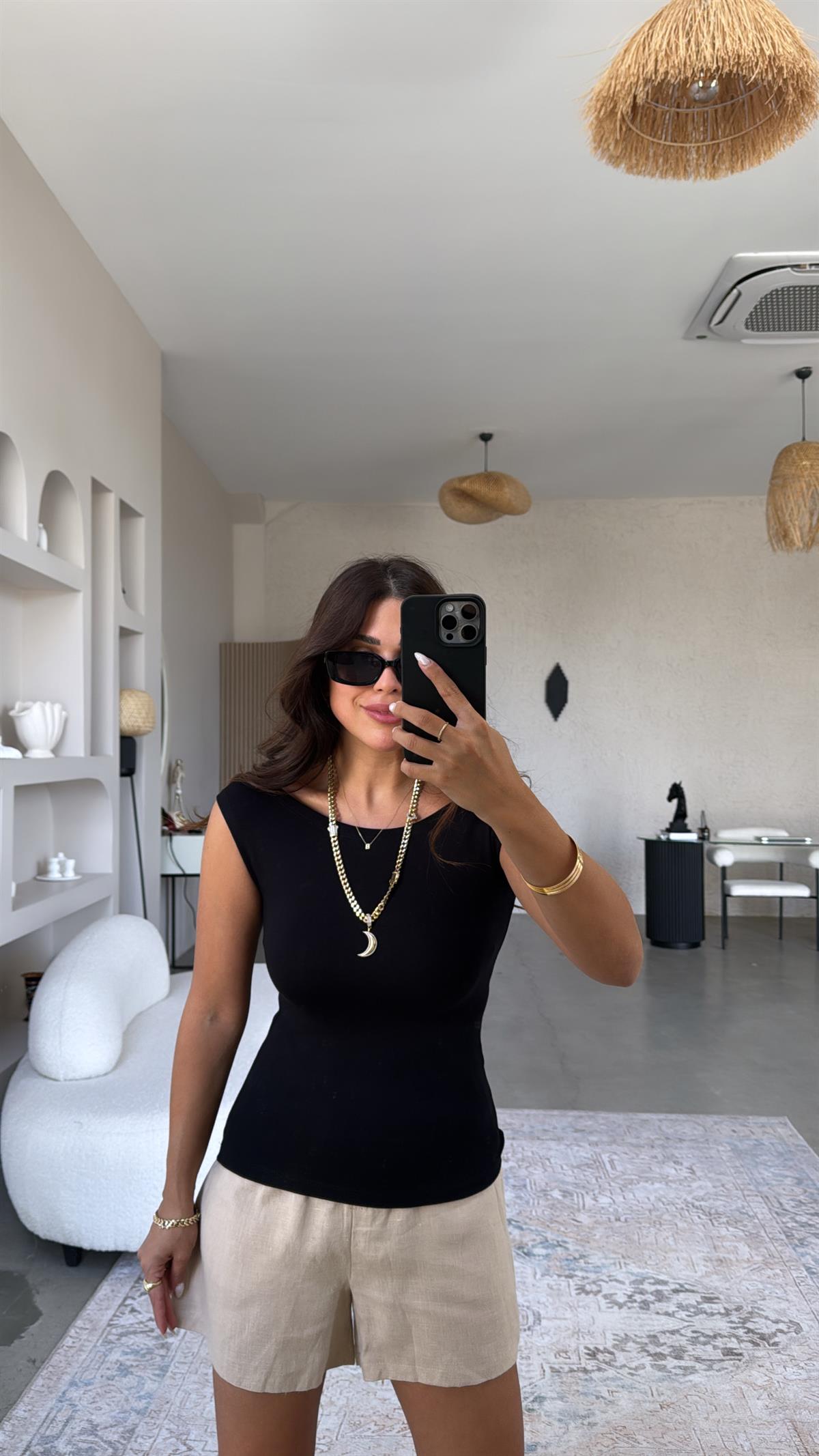 Siyah Kayık Yaka Oys Body