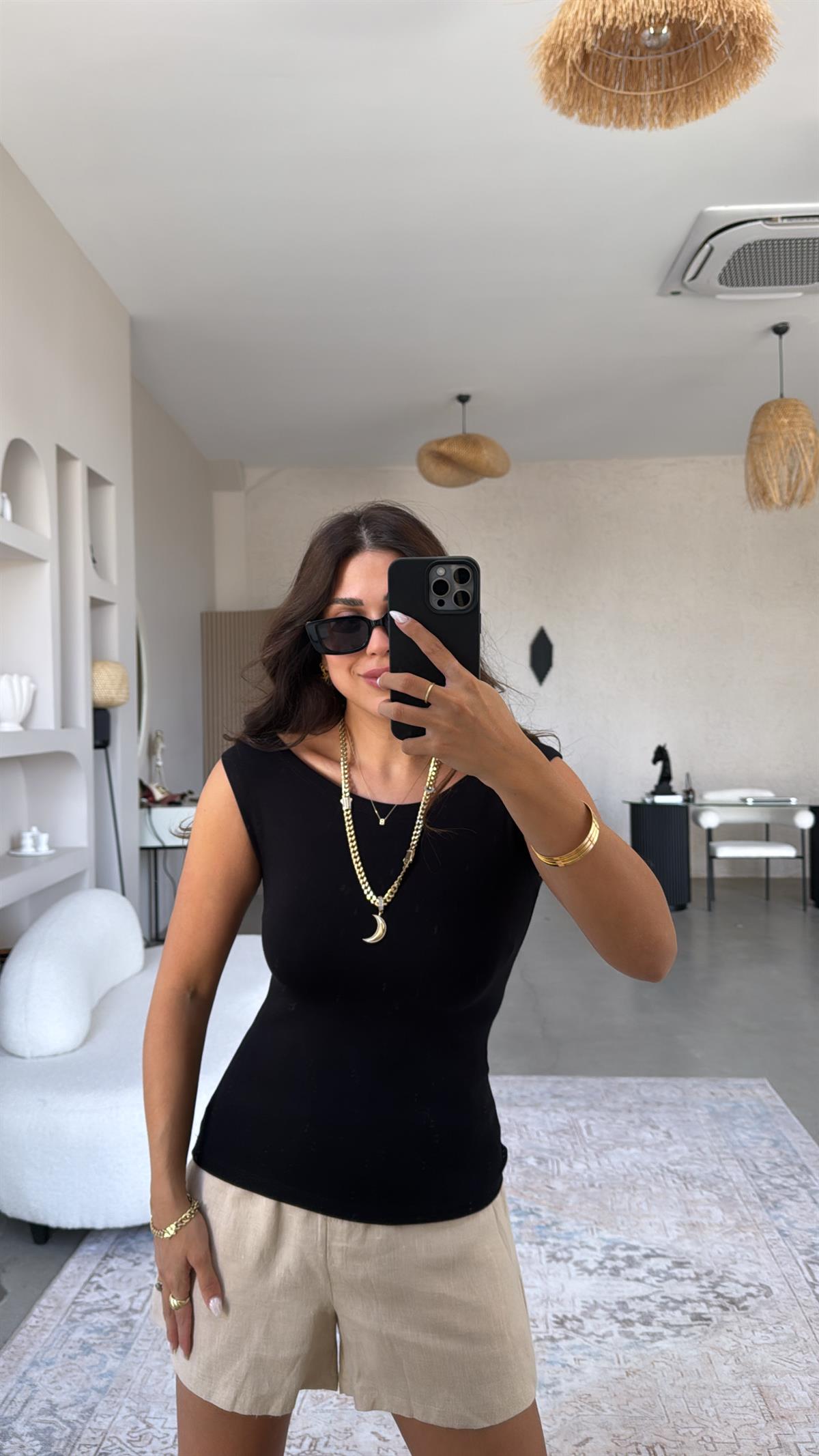 Siyah Kayık Yaka Oys Body