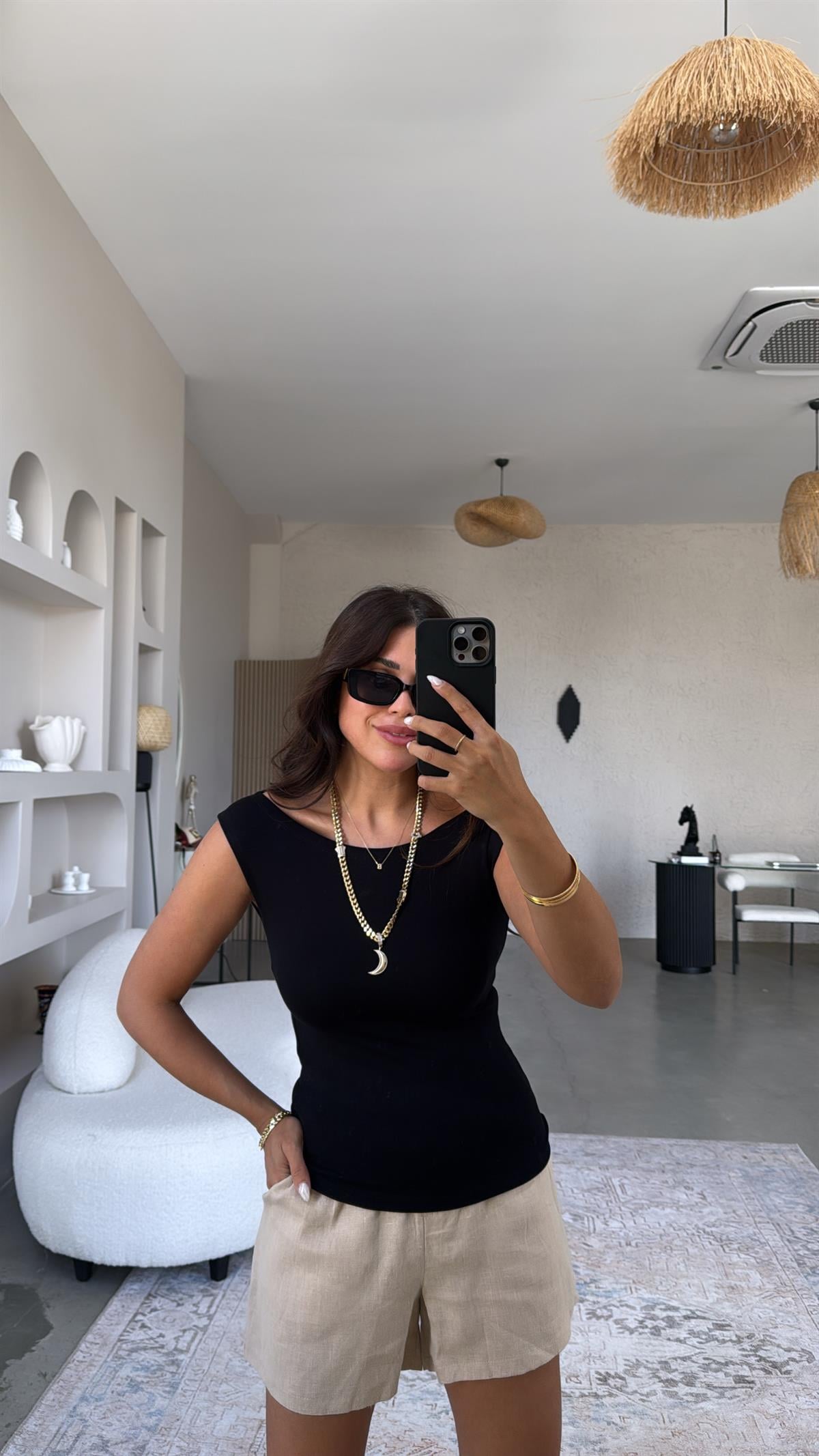Siyah Kayık Yaka Oys Body