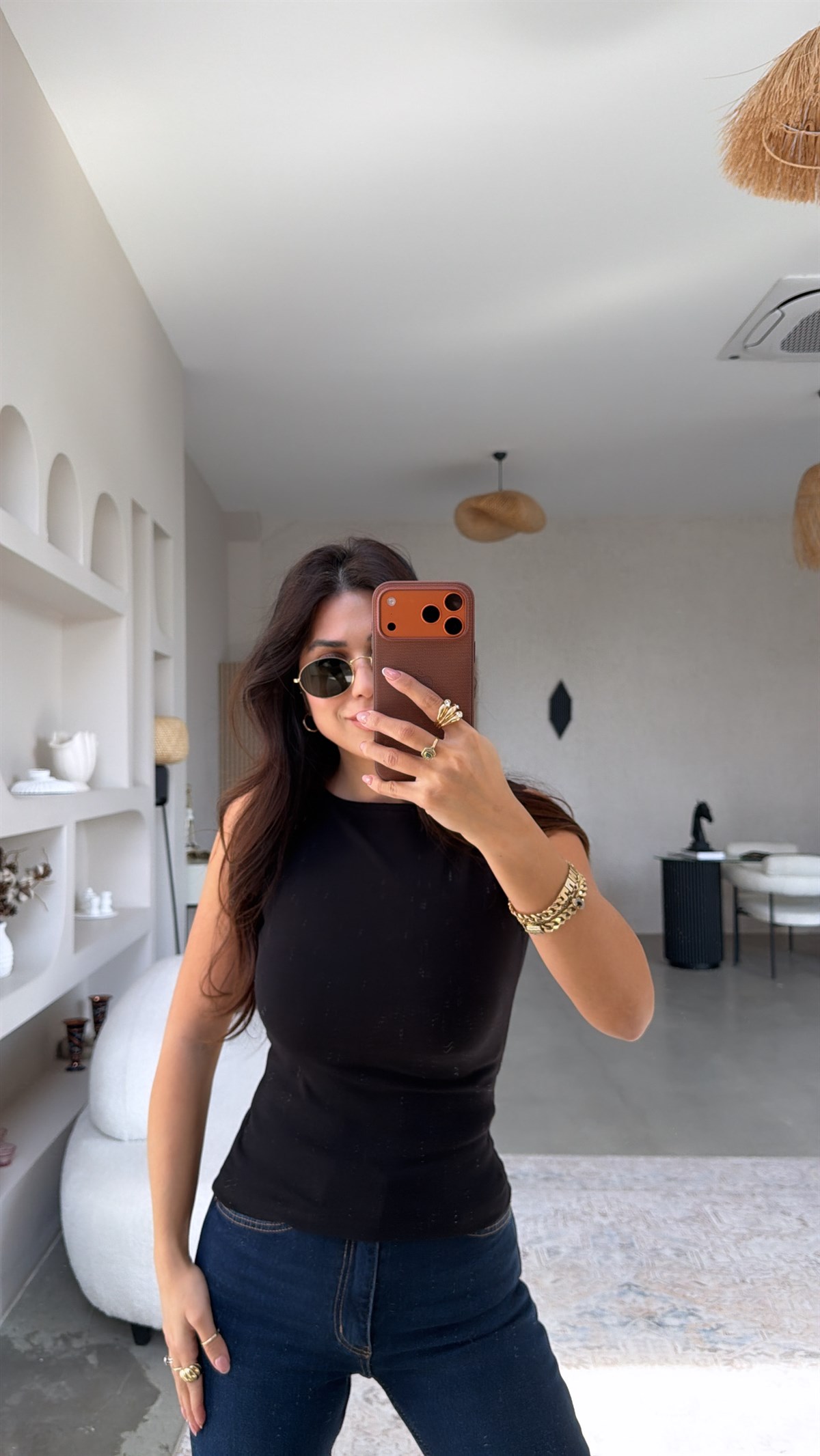 Siyah Kayık Yaka Pamuk Atlet