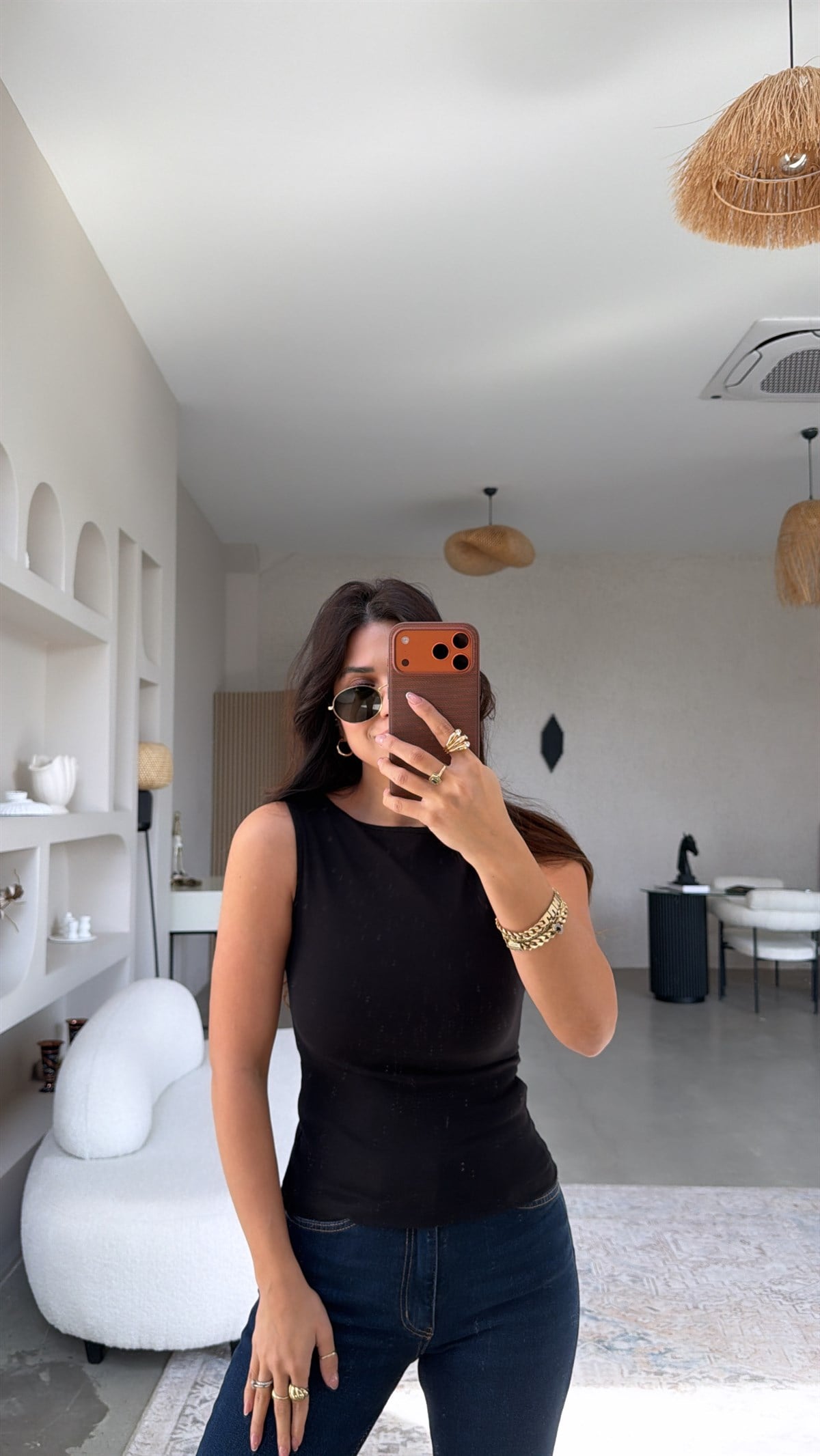 Siyah Kayık Yaka Pamuk Atlet