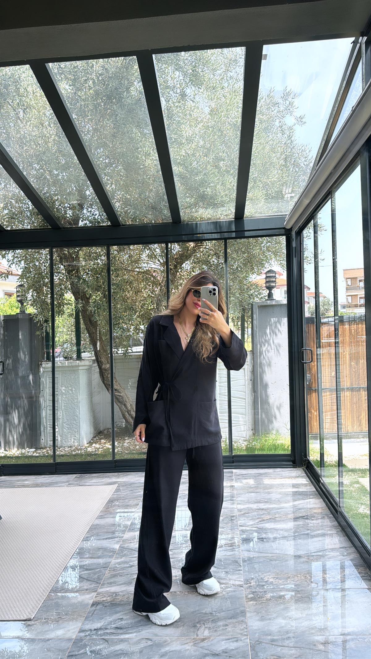 Siyah Keten Premium Takım