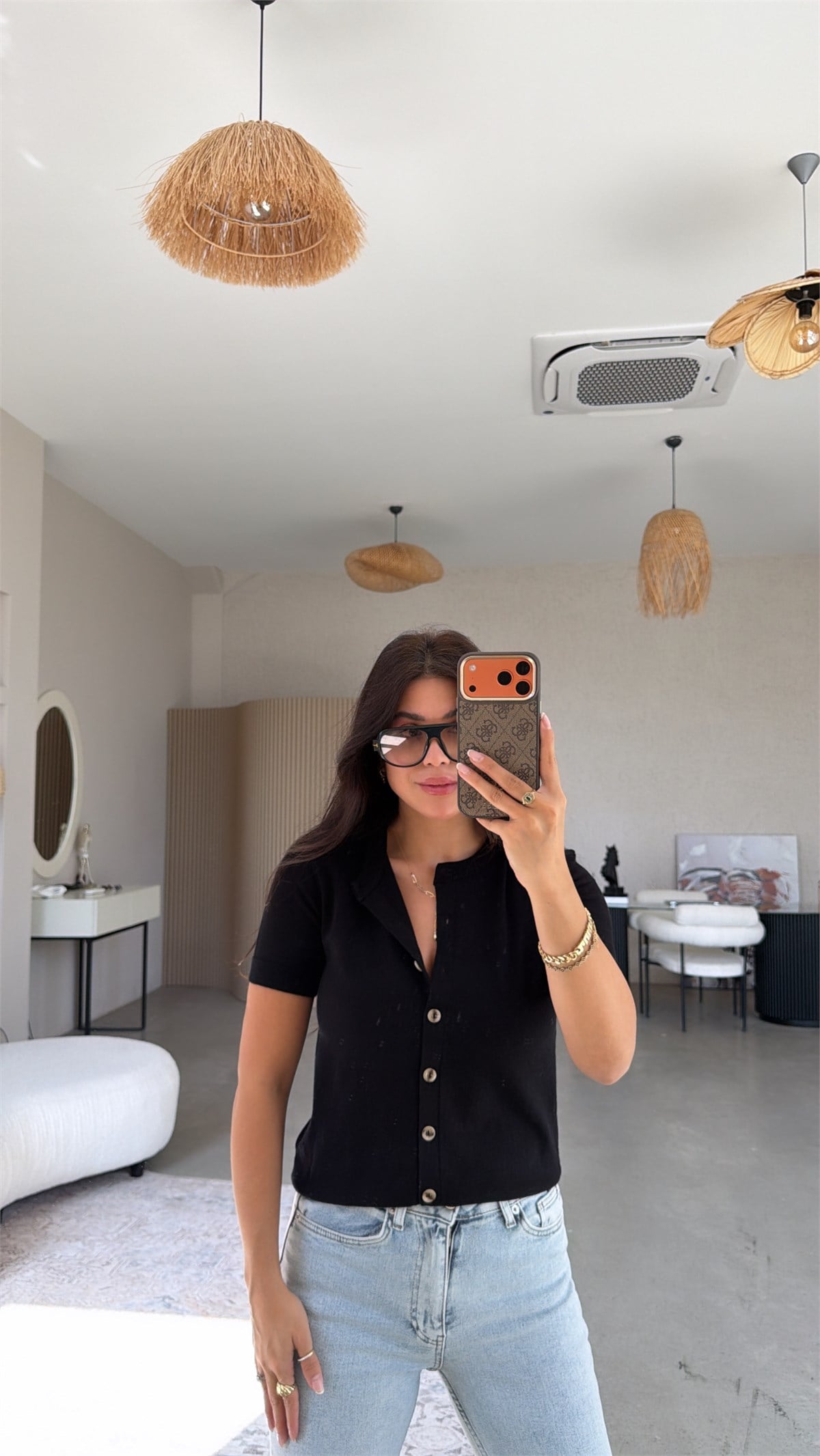 Siyah Kısa Kol Yumuşak Triko Hırka