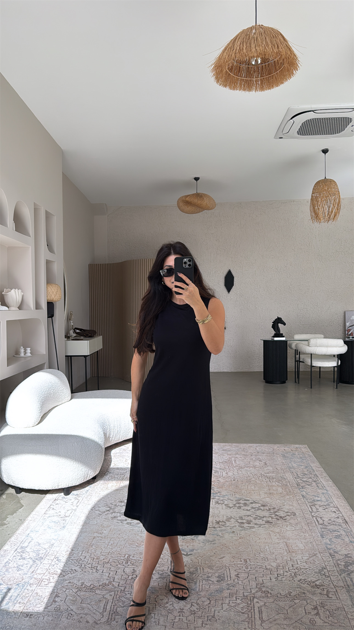 Siyah Kolsuz Tensel Basic Elbise