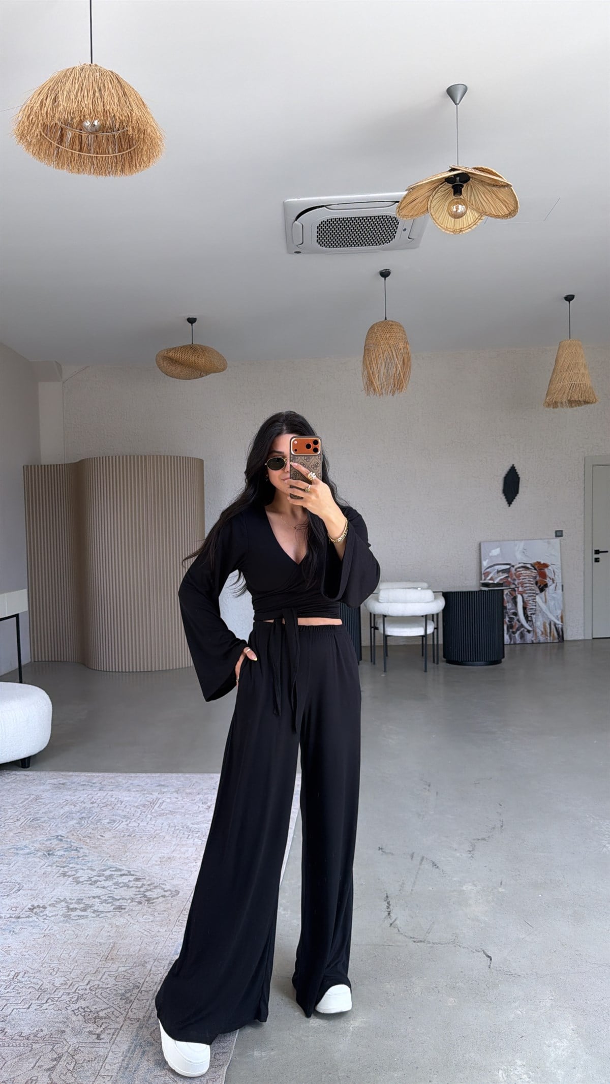 Siyah Kruvaze İnce Bolero Pantolon Takım