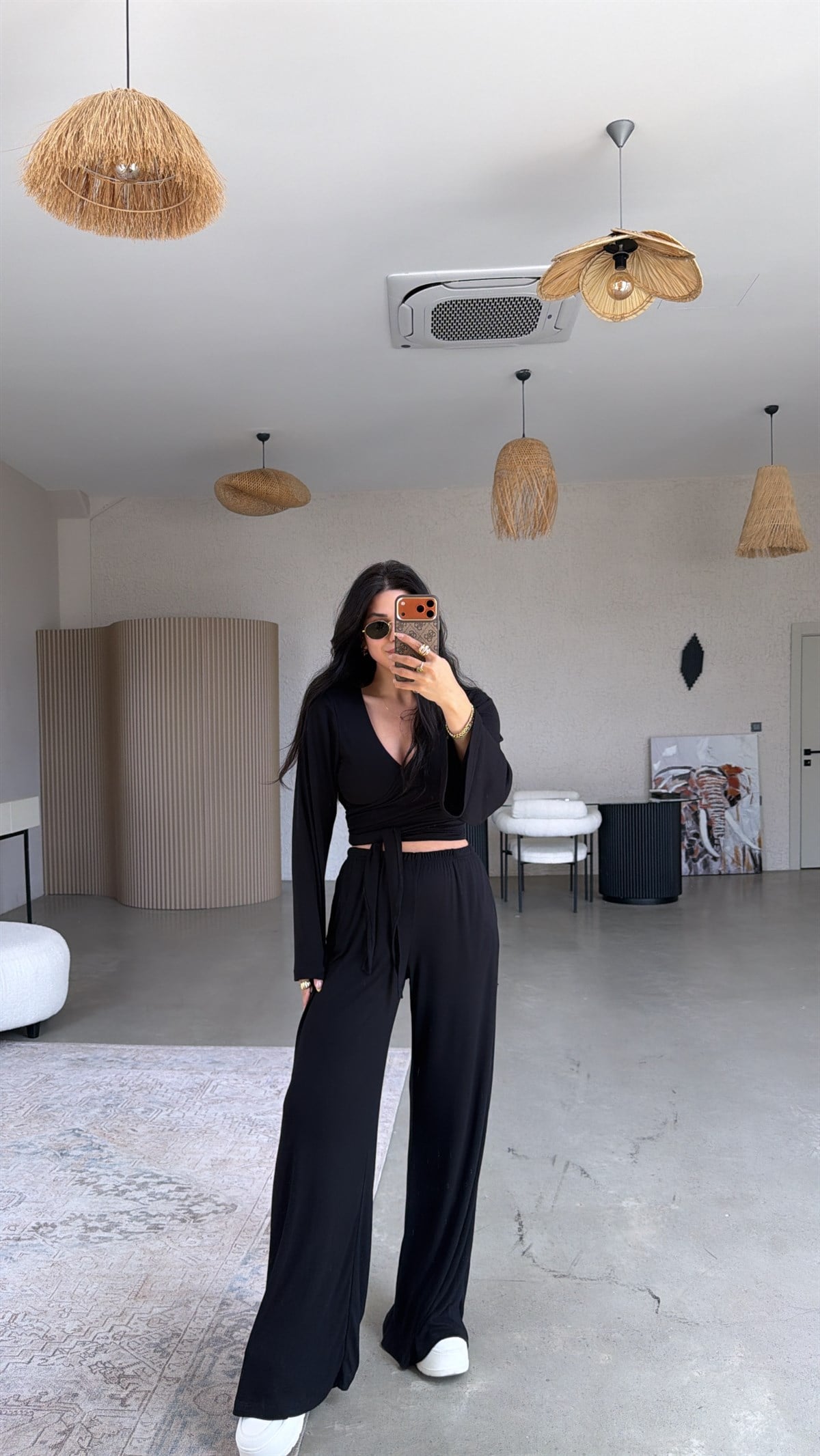Siyah Kruvaze İnce Bolero Pantolon Takım