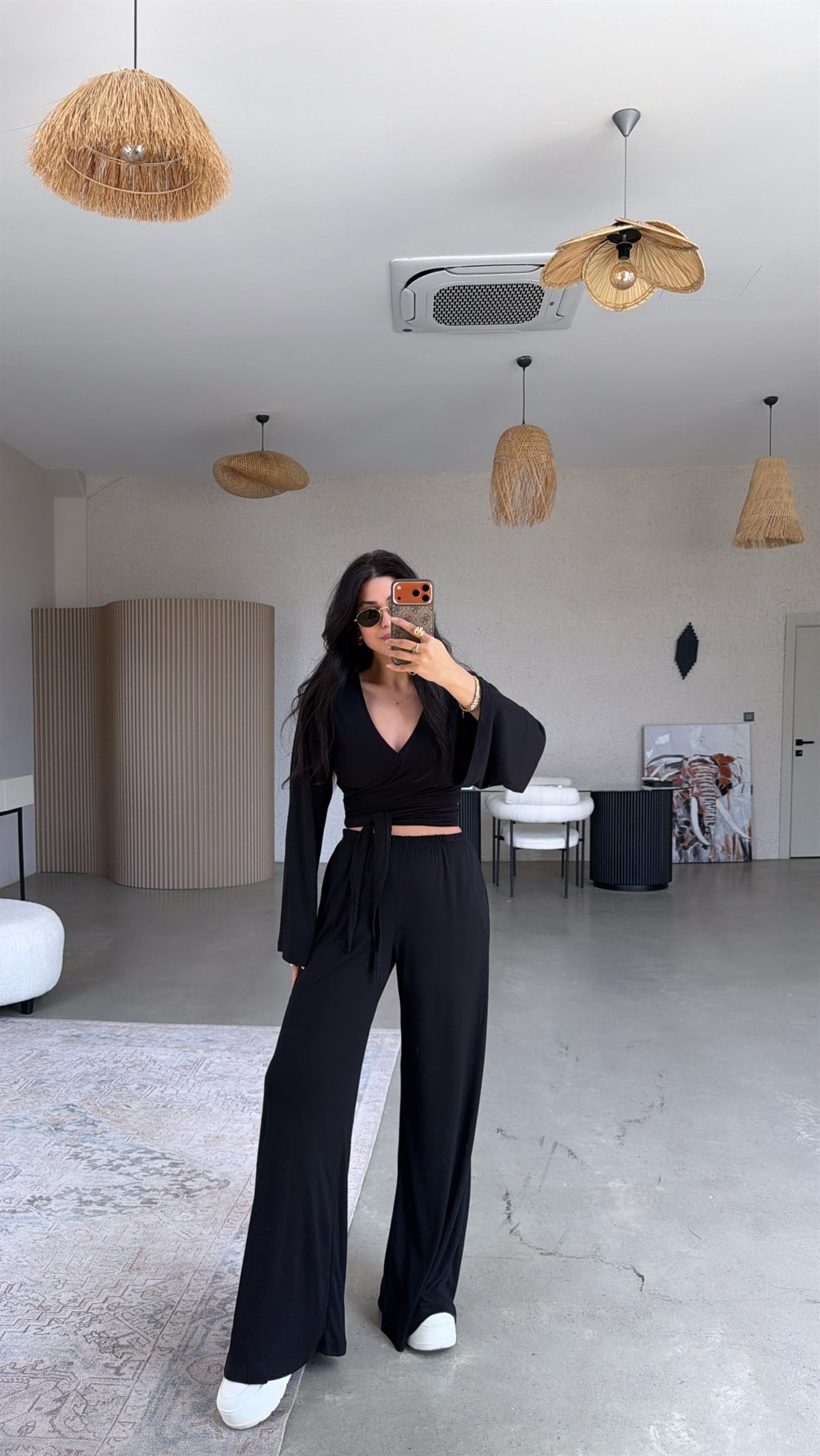 Siyah Kruvaze İnce Bolero Pantolon Takım