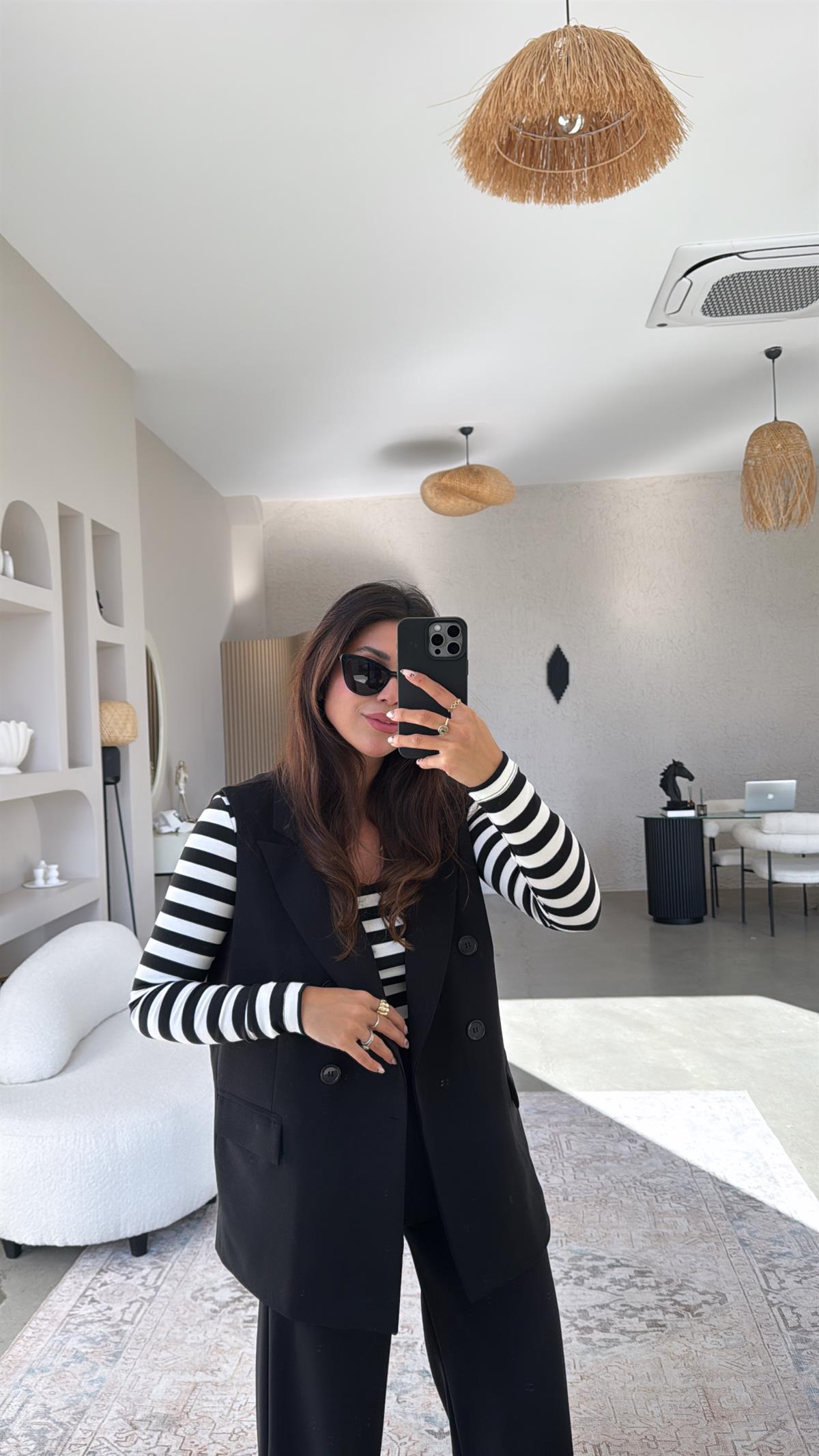 Siyah Kumaş Astarlı Yelek