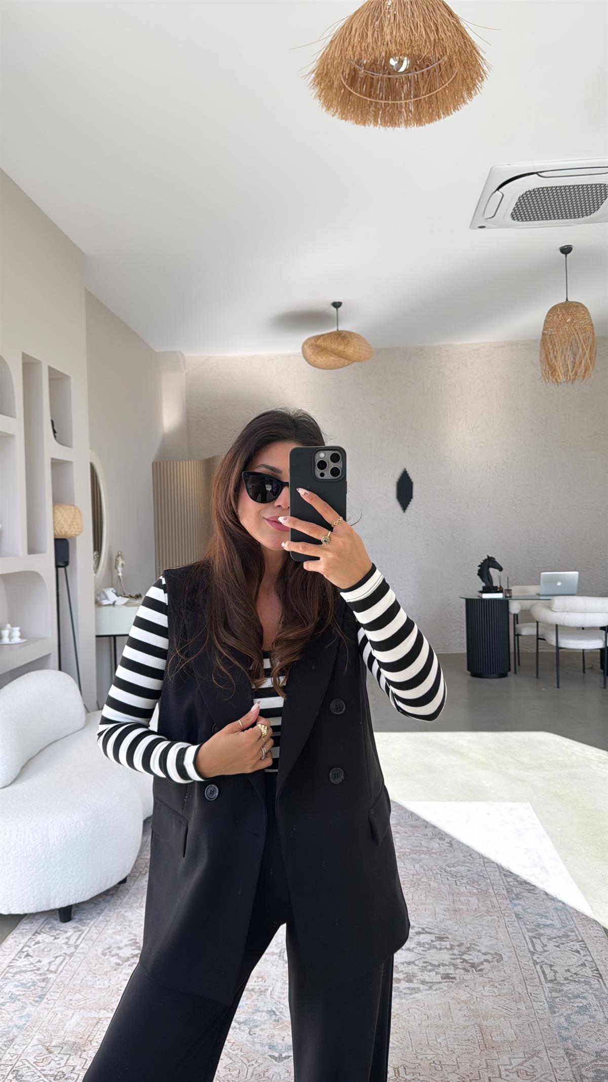 Siyah Kumaş Astarlı Yelek