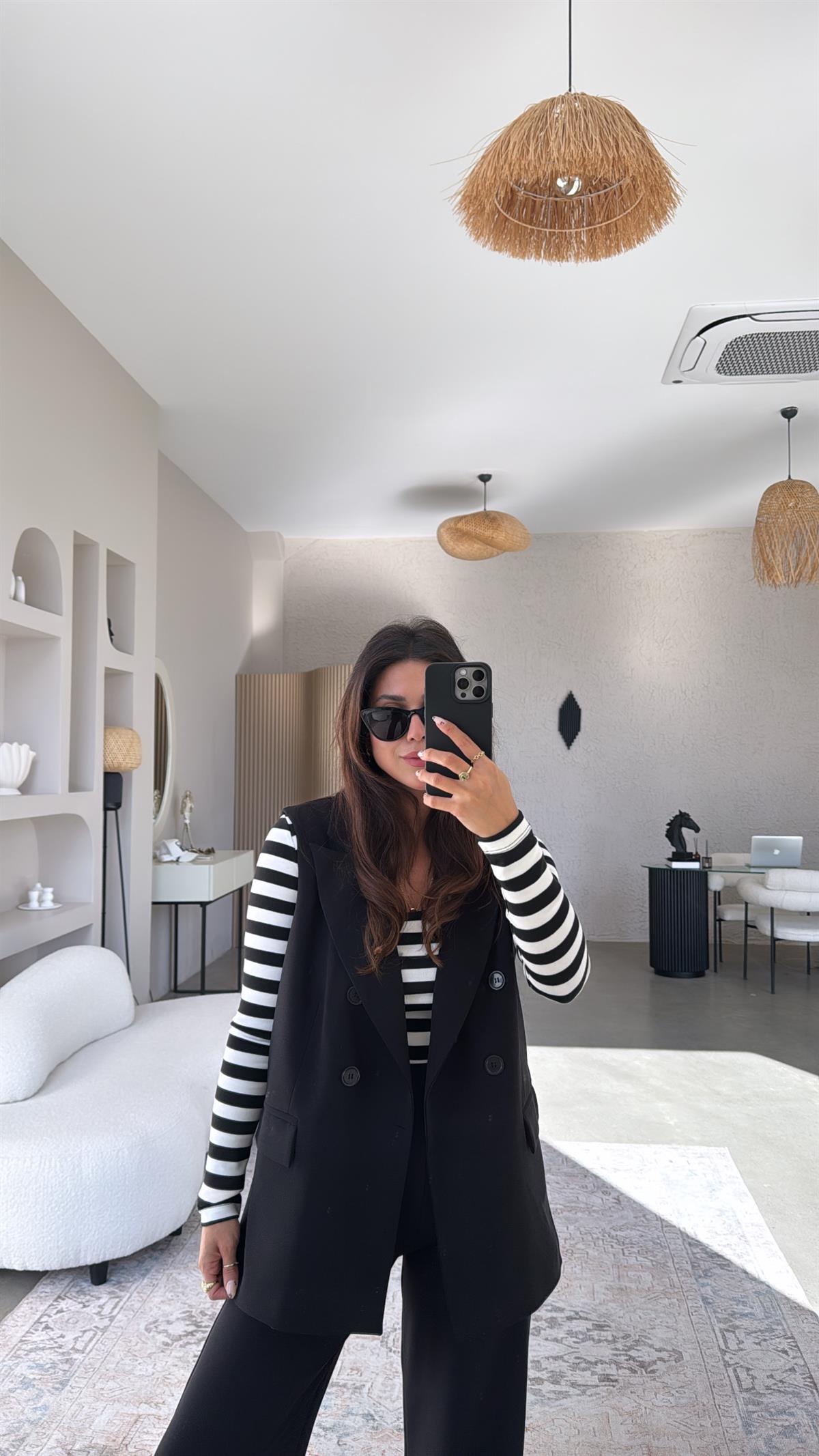 Siyah Kumaş Astarlı Yelek