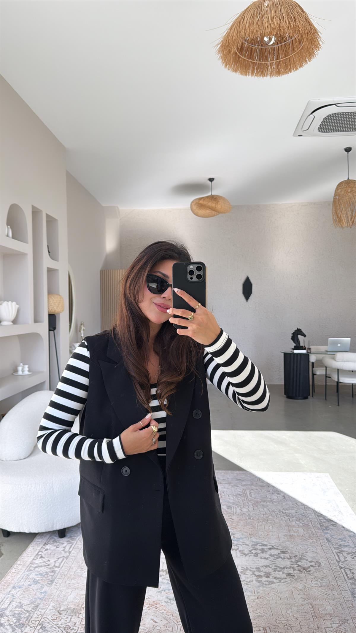 Siyah Kumaş Astarlı Yelek