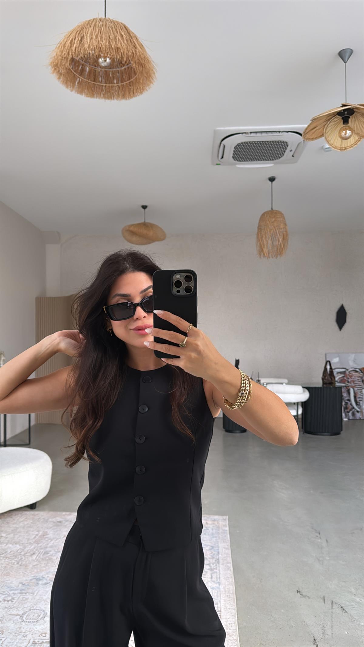 Siyah Kumaş Yelek Pantolon Takım