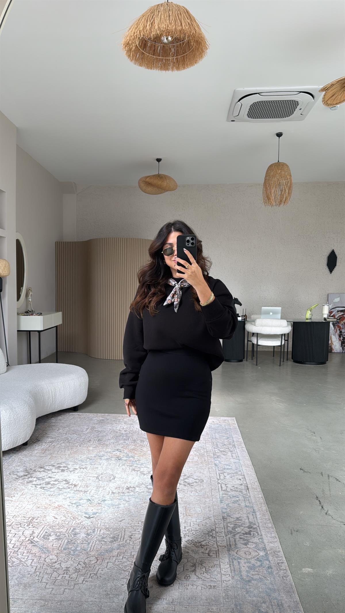 Siyah Mini Modal Basic Etek