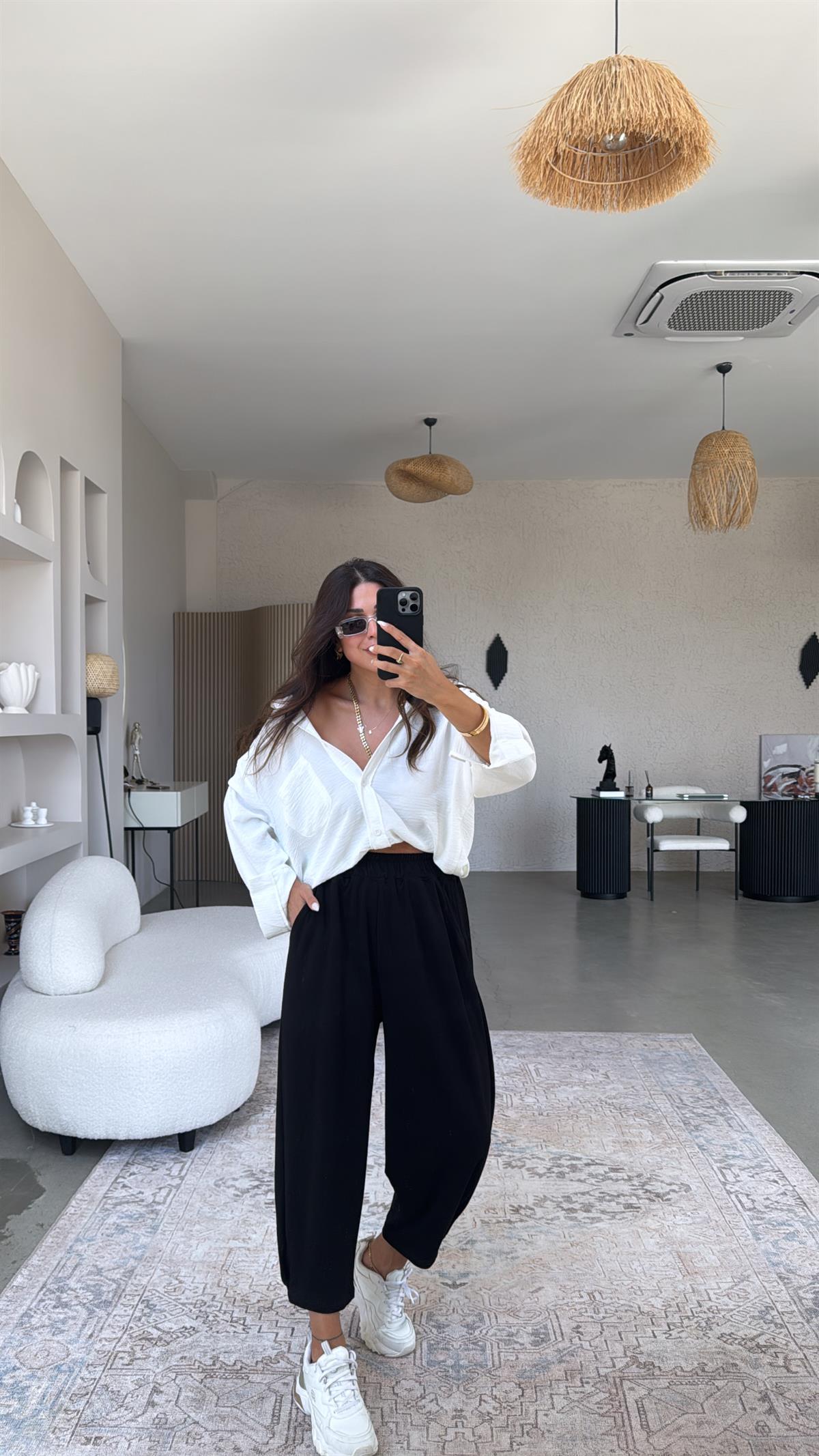 Siyah Modal Baggy Eşofman