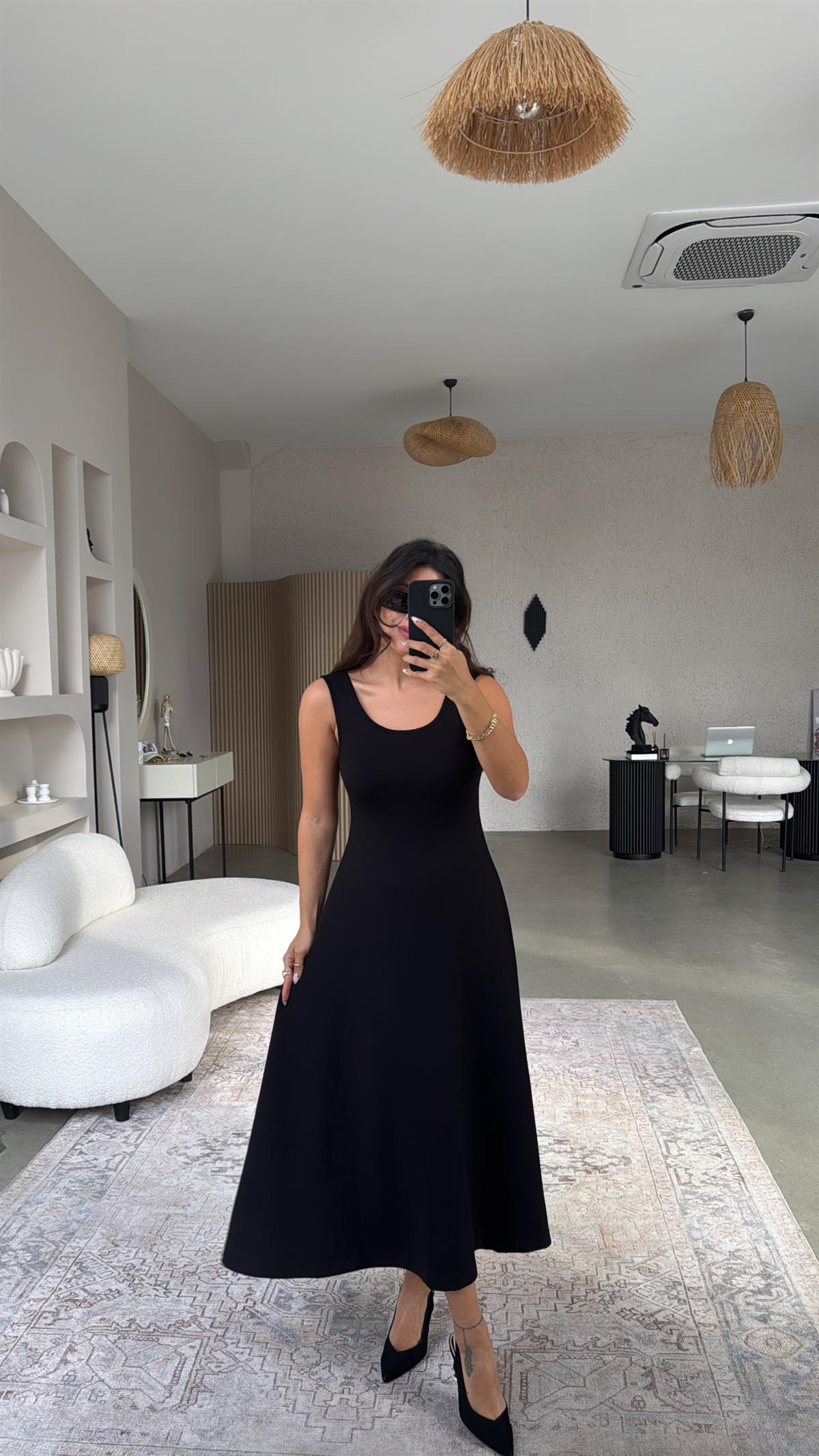 Siyah Modal Elbise Bluz İkili Takım