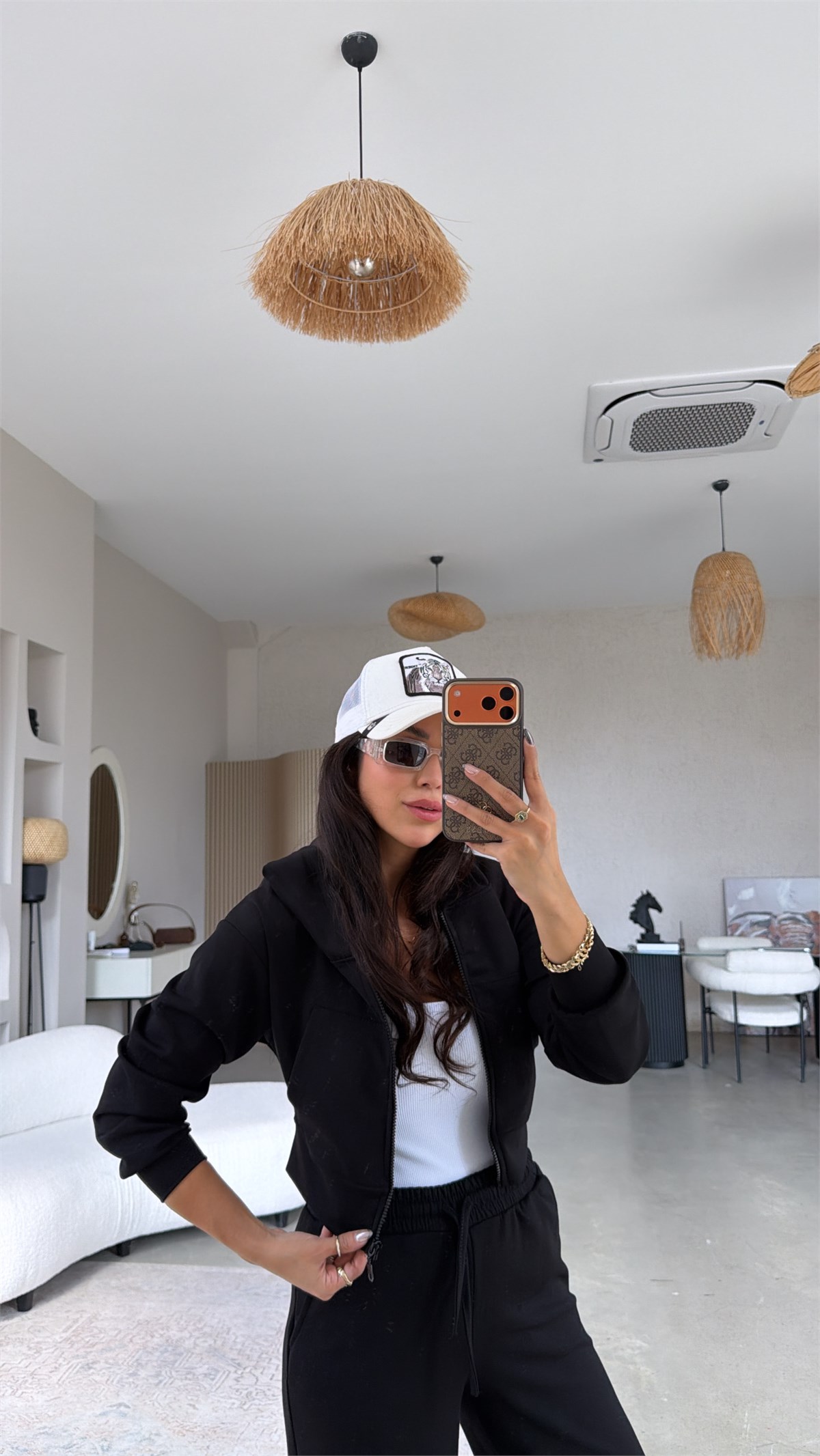 Siyah Modal Hoodie Eşofman Takım