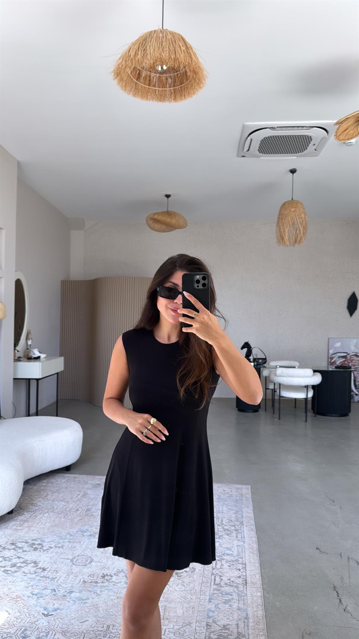 Siyah Modal Kiloş Basic Elbise