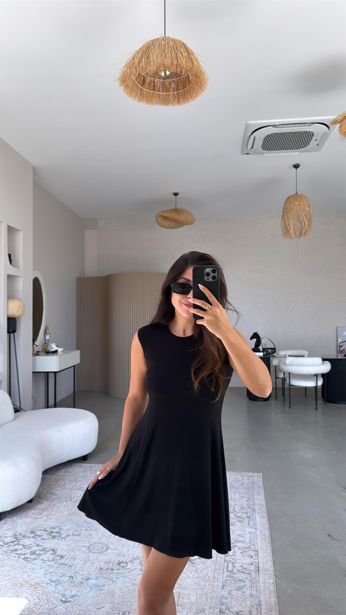 Siyah Modal Kiloş Basic Elbise