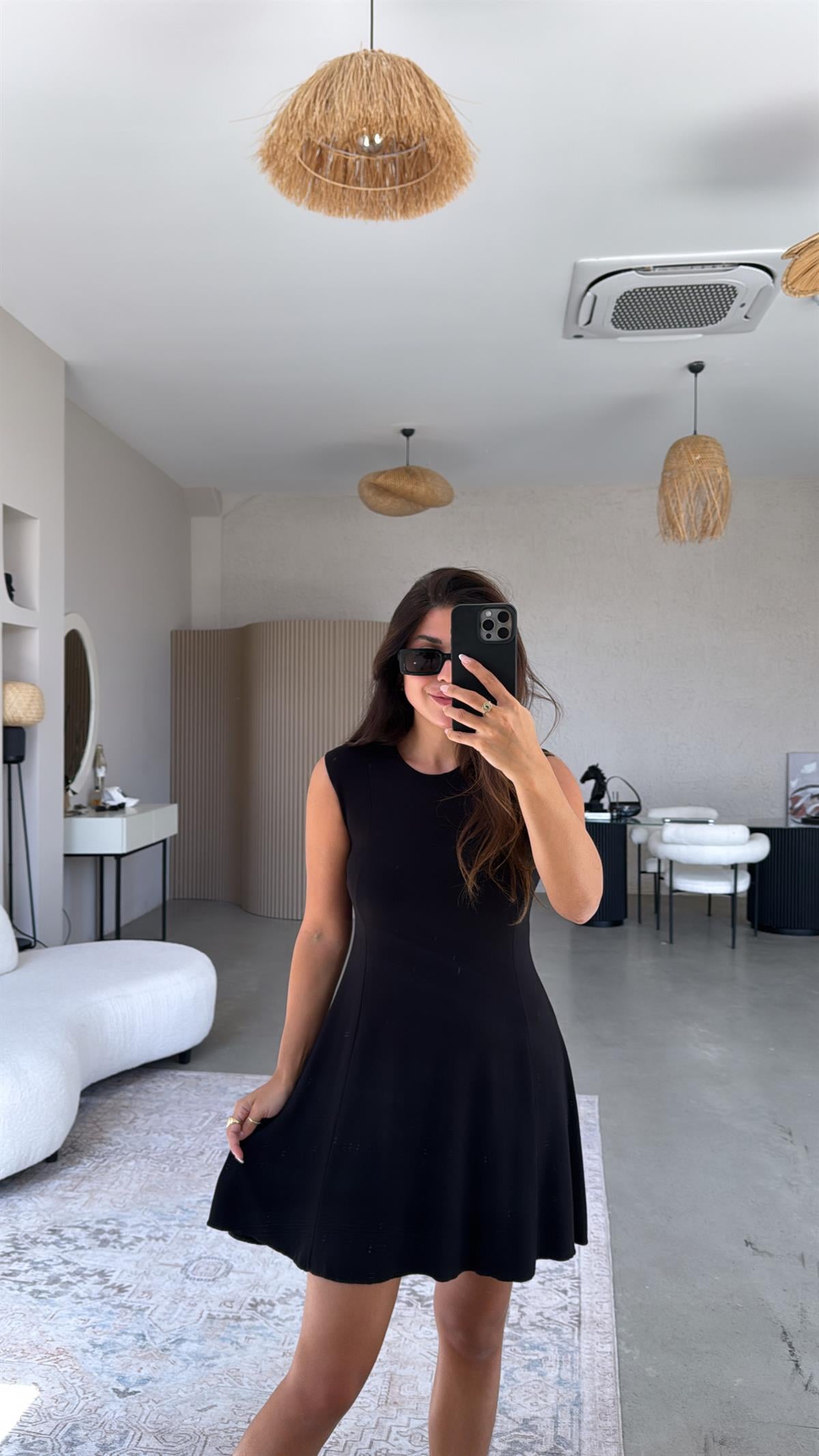 Siyah Modal Kiloş Basic Elbise